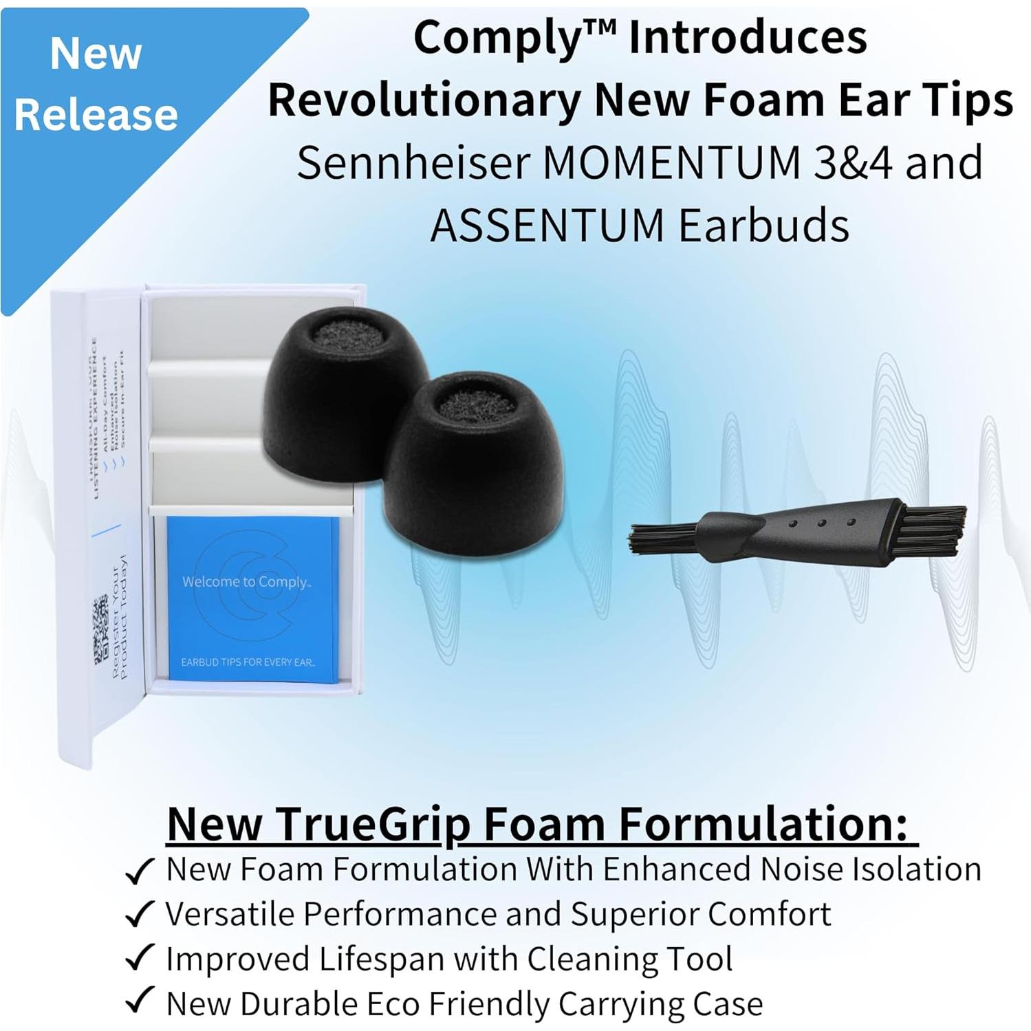 Puntas de Auriculares Comply TrueGrip para Sennheiser Momentum 3, 4 - 3 Pares