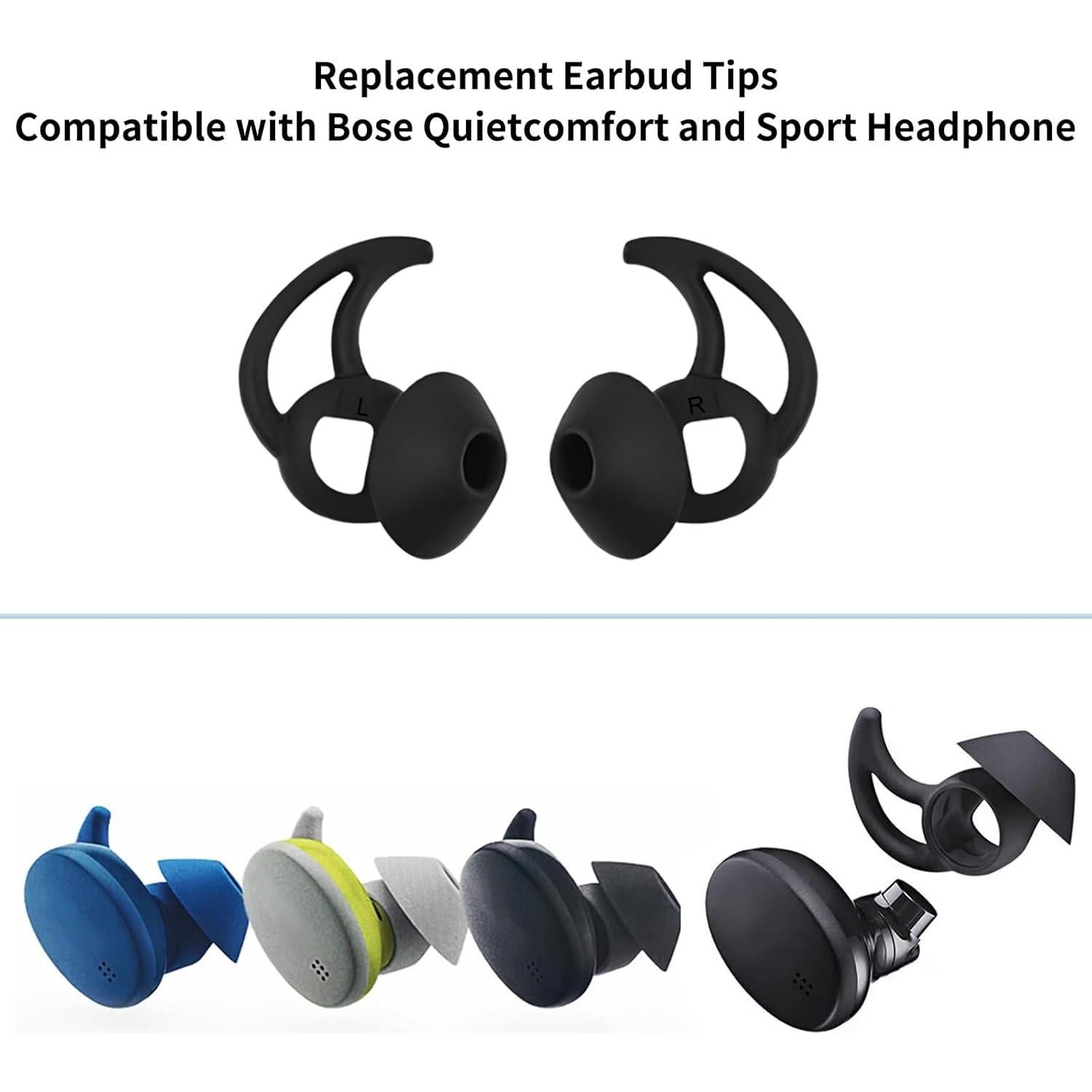 Consejos de Reemplazo Bose QCNC Silicona 3 Pares Negro