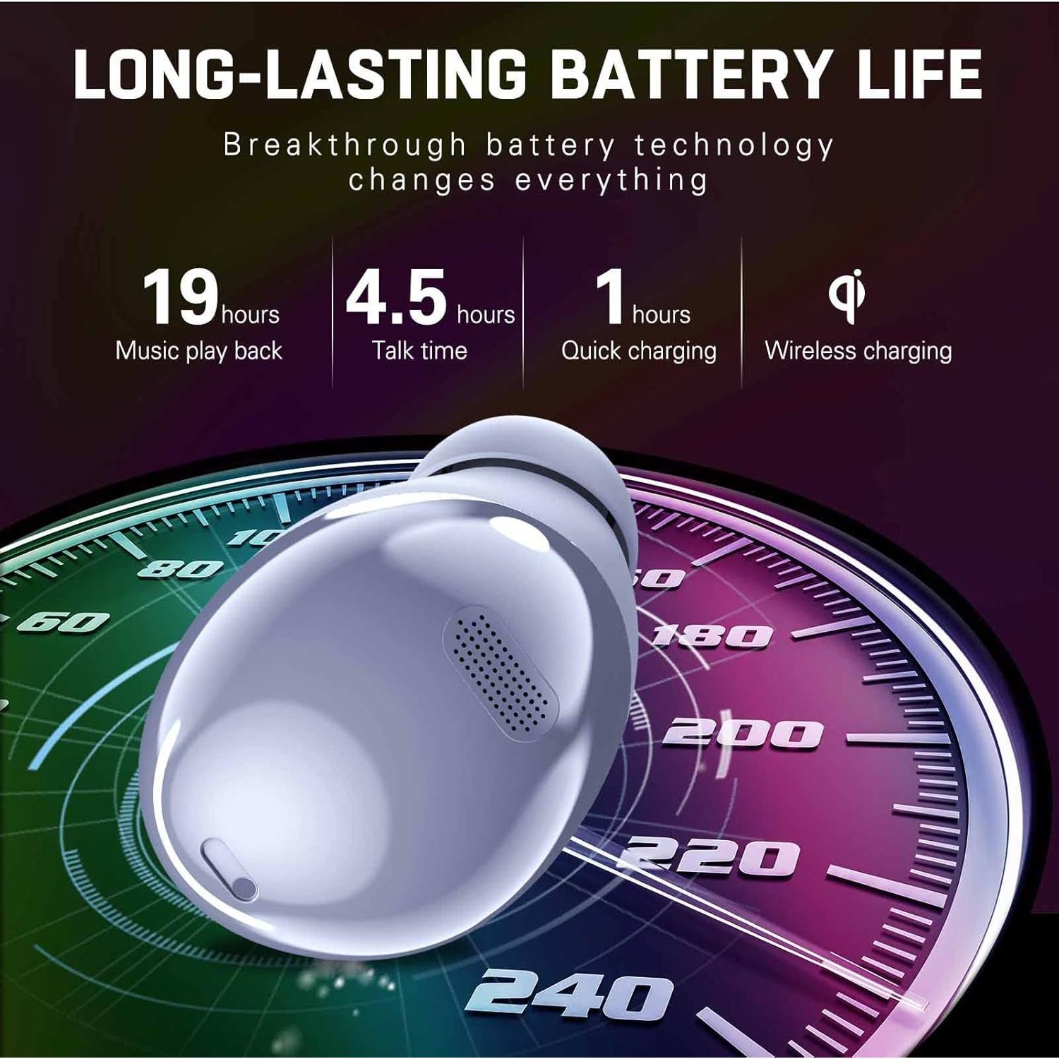 Auriculares Inalámbricos UrbanX Street Buds Pro - Aislamiento de Ruido, Resistente al Agua, Carga Inalámbrica, Púrpura Amatista