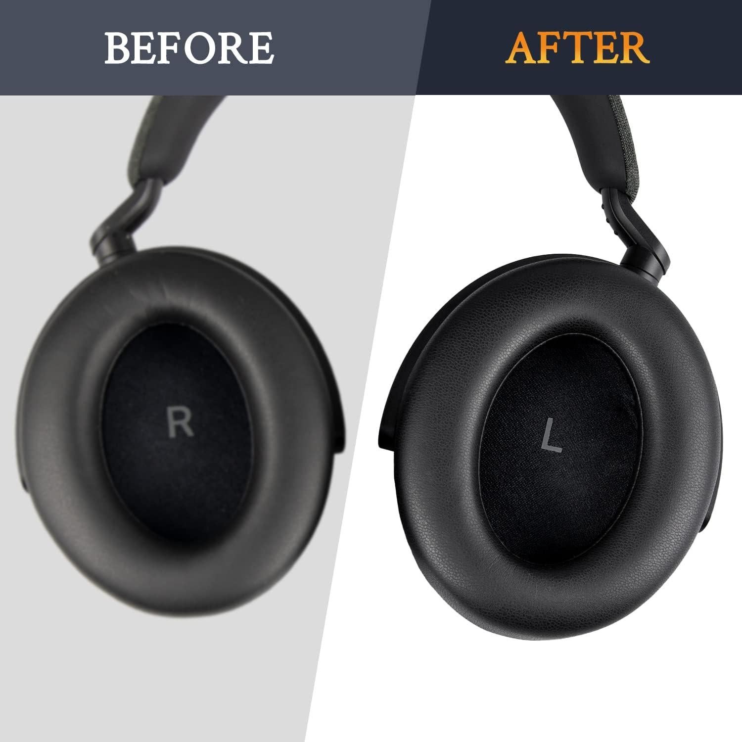 Almohadillas de Cuero SOULWIT para Auriculares Sennheiser Momentum 4 - Negro