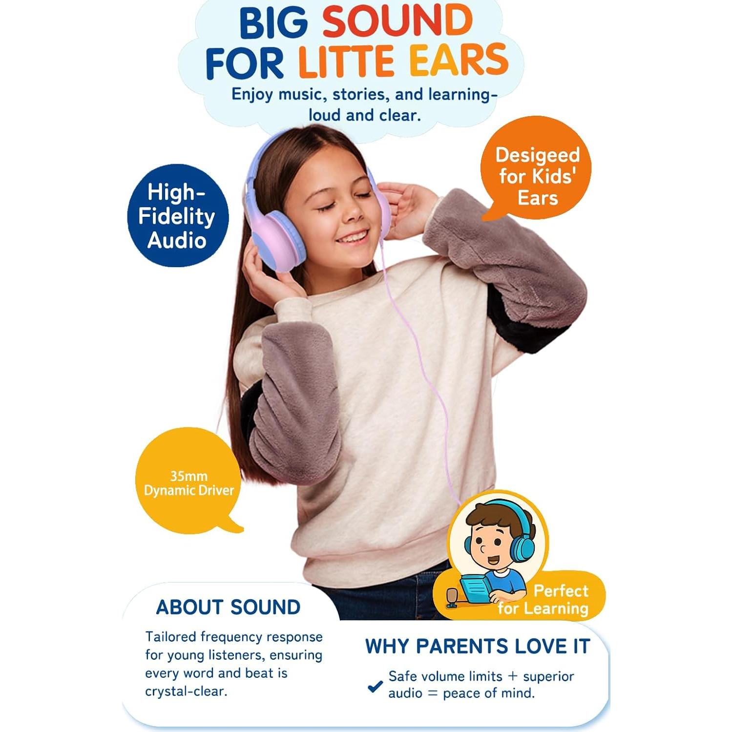 Auriculares Adoope AD532-C USB-C para Niños, Protección 85dB