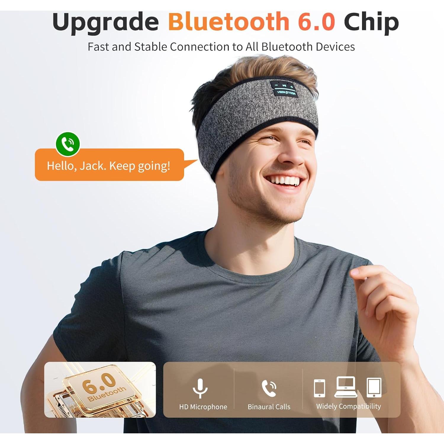 Auriculares para dormir Bluetooth 6.0 Veeniitosr OLIVER 20h gris