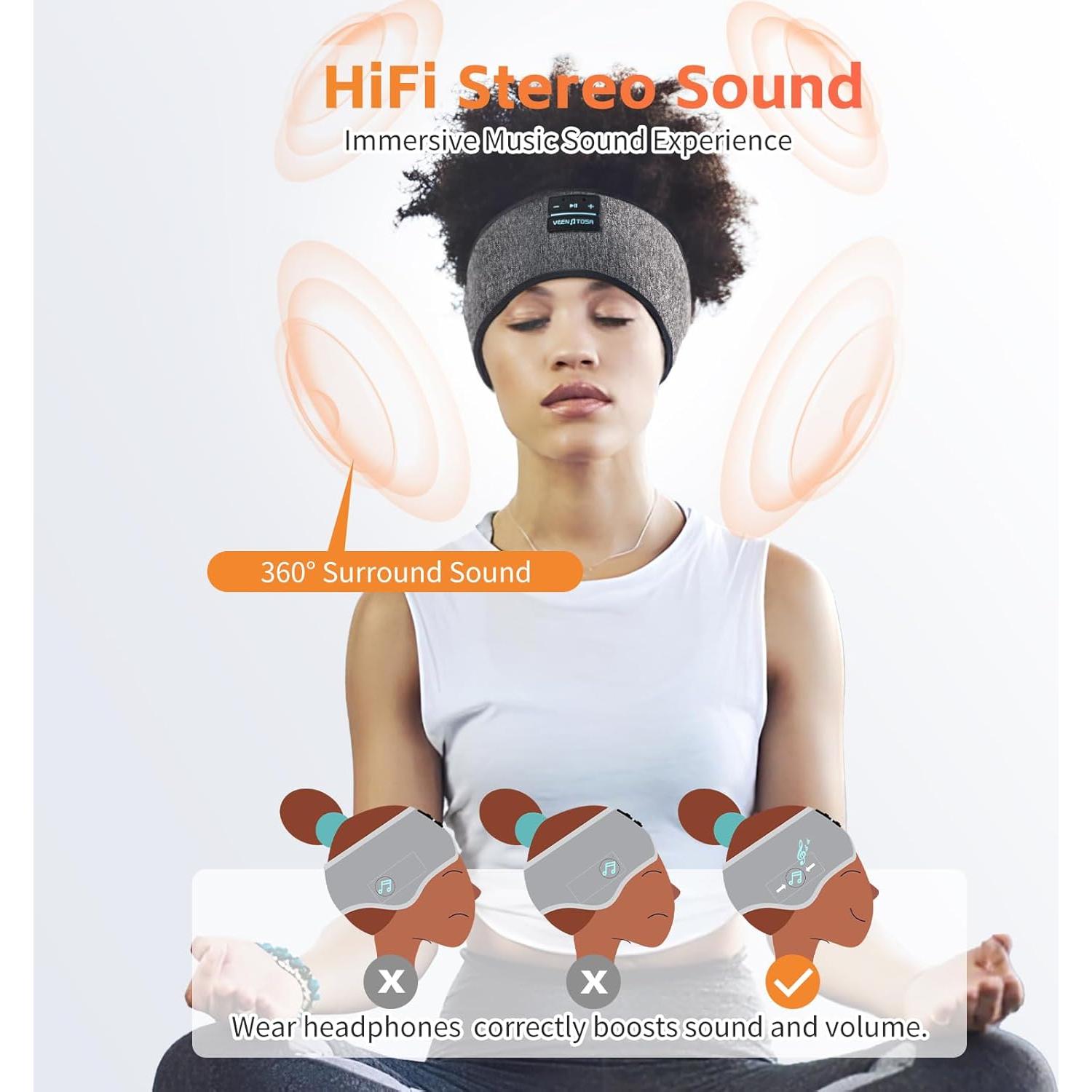 Auriculares para dormir Bluetooth 6.0 Veeniitosr OLIVER 20h gris