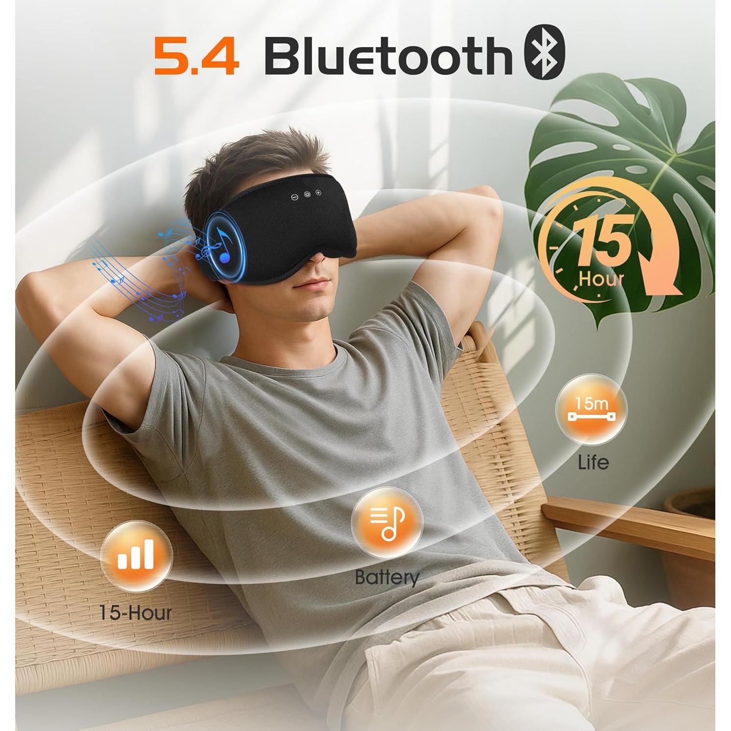 Máscara de Sueño Bluetooth AHUIARGY 3D Contorneada con Auriculares