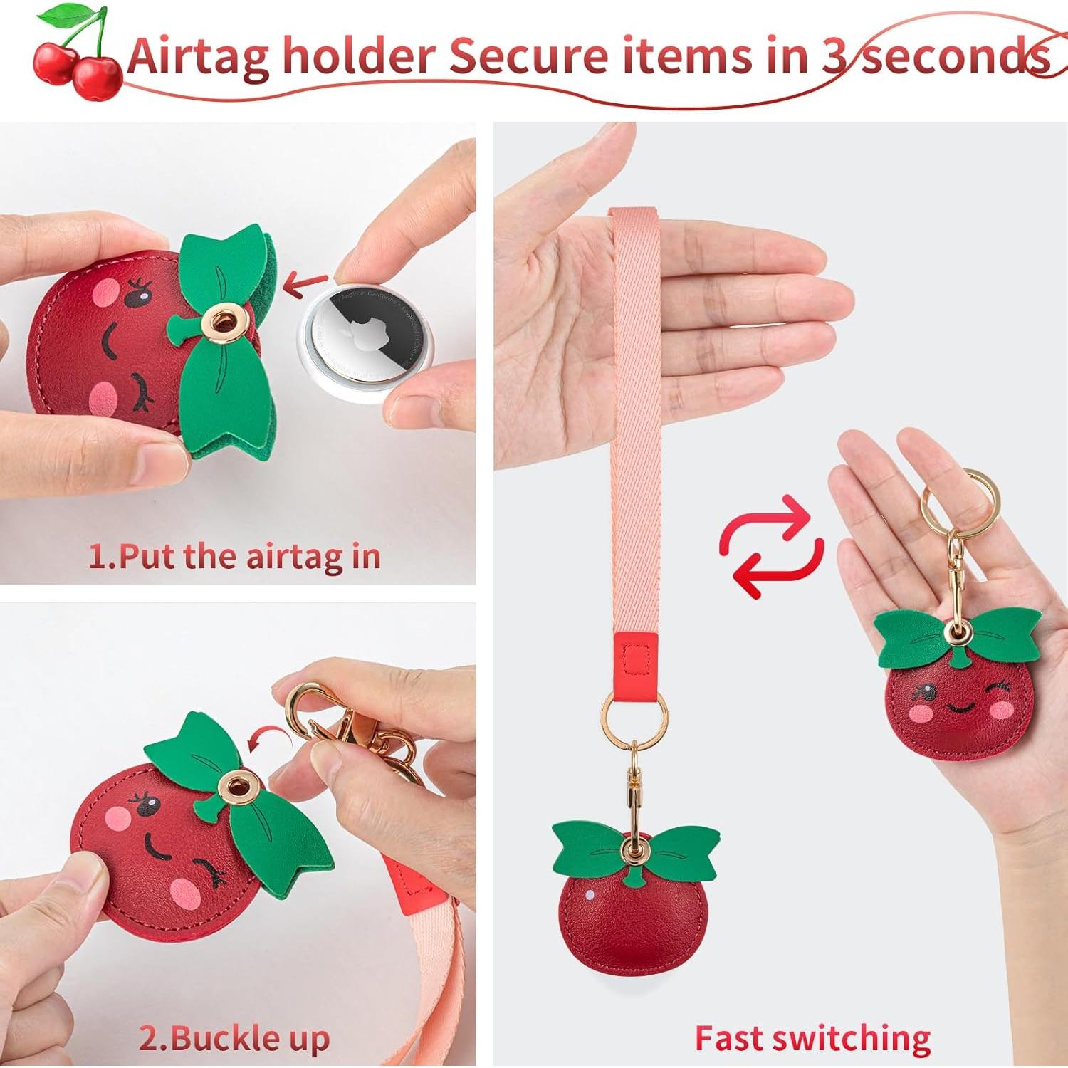 Soporte para Airtag PSRAT - Funda de cuero sintético 3 en 1