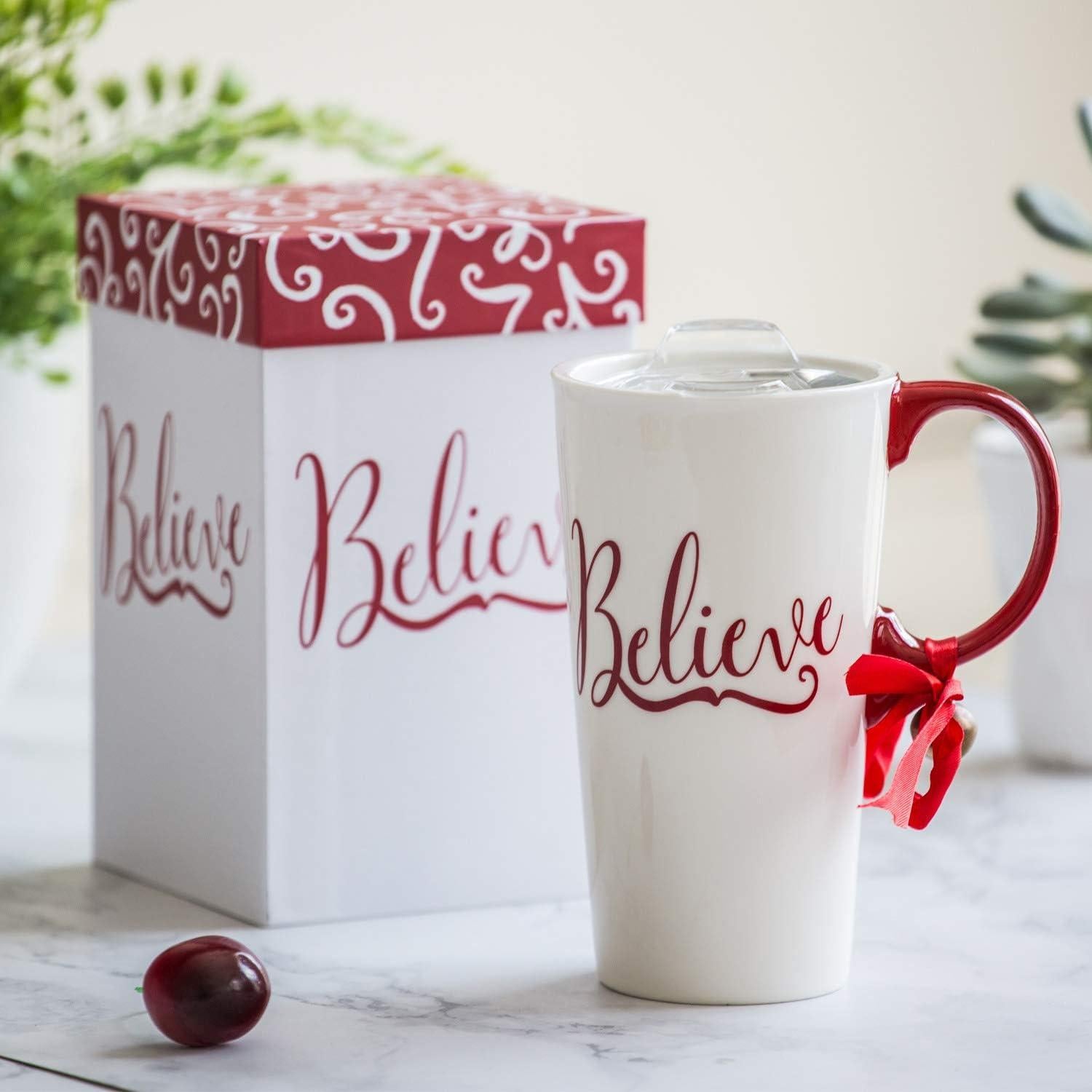 Taza de Cerámica Navideña Topadorn 502 ml con Tapa y Caja