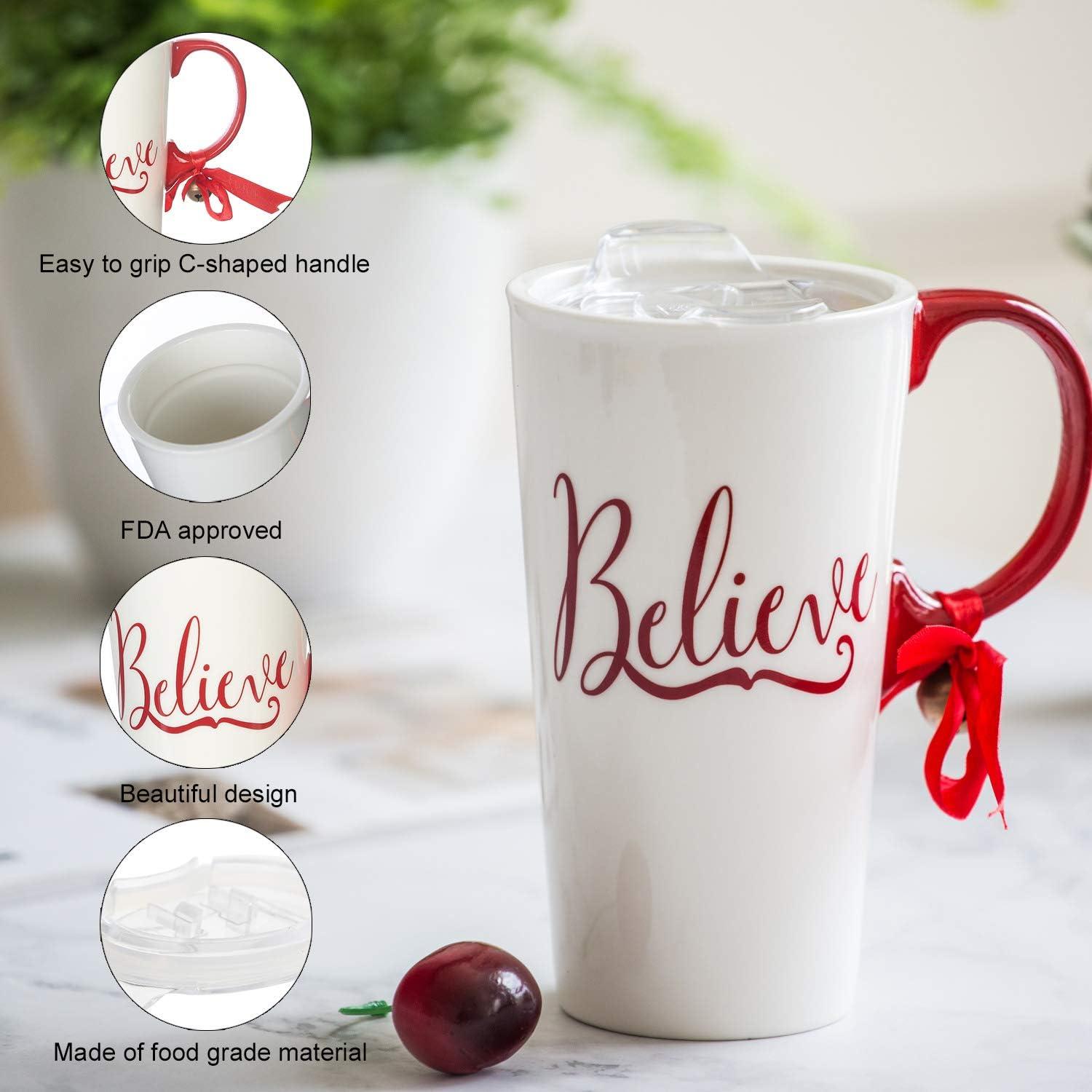 Taza de Cerámica Navideña Topadorn 502 ml con Tapa y Caja