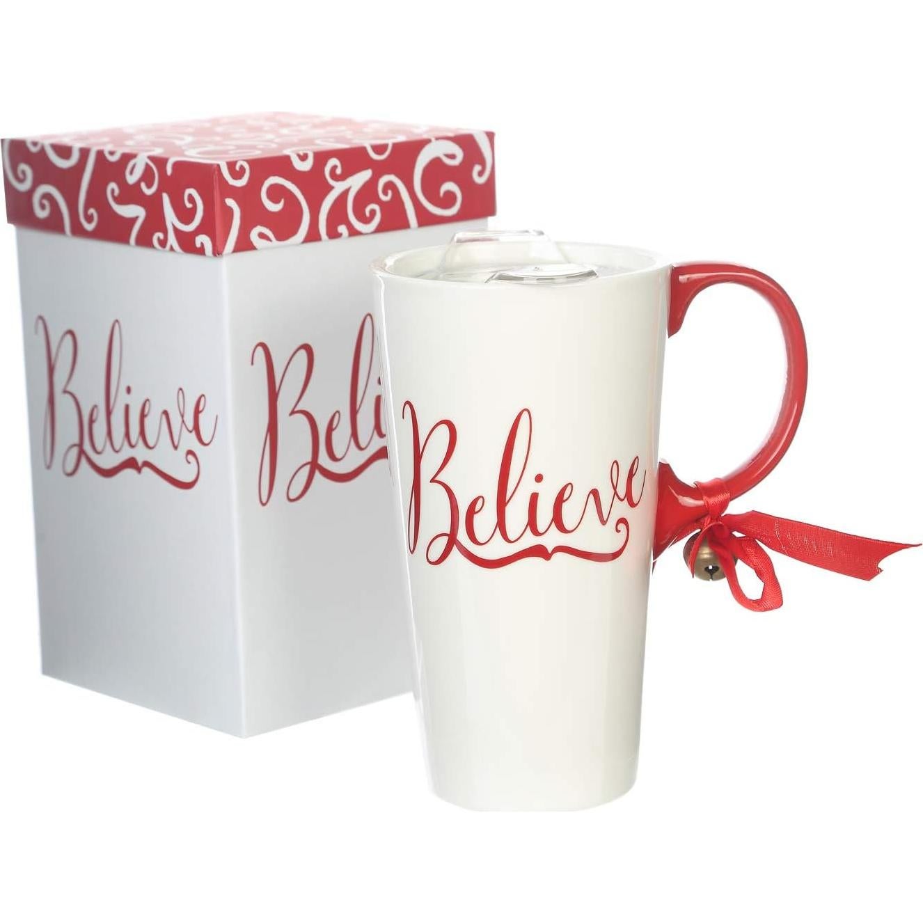 Taza de Cerámica Navideña Topadorn 502 ml con Tapa y Caja