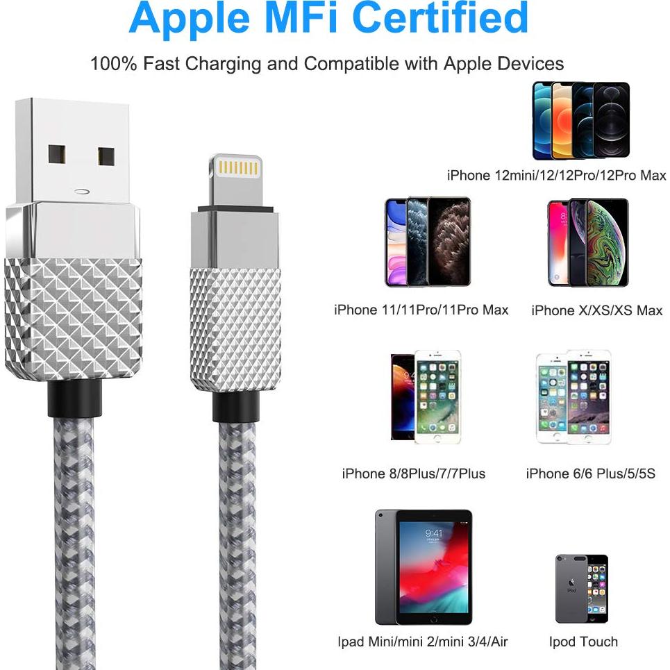 Cable de Carga Extra Largo 6.1m MFi para iPhone y iPad