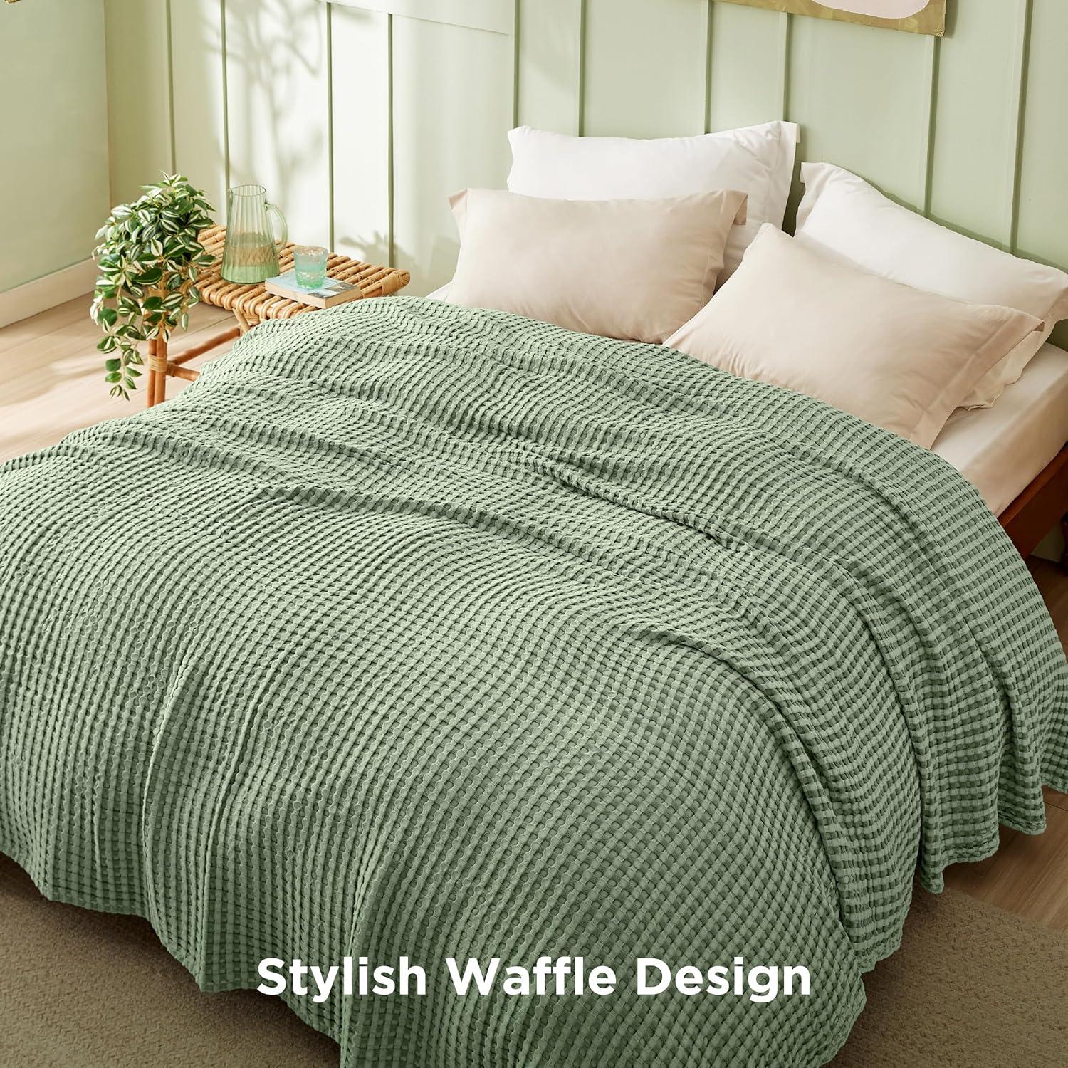 Manta Enfriadora King Bedsure Algodón y Bambú Verde Salvia