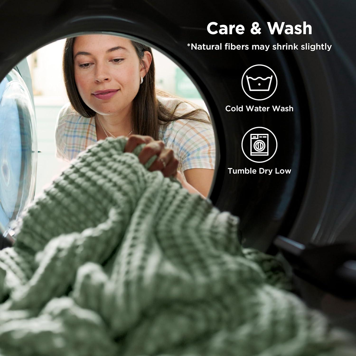 Manta Enfriadora King Bedsure Algodón y Bambú Verde Salvia