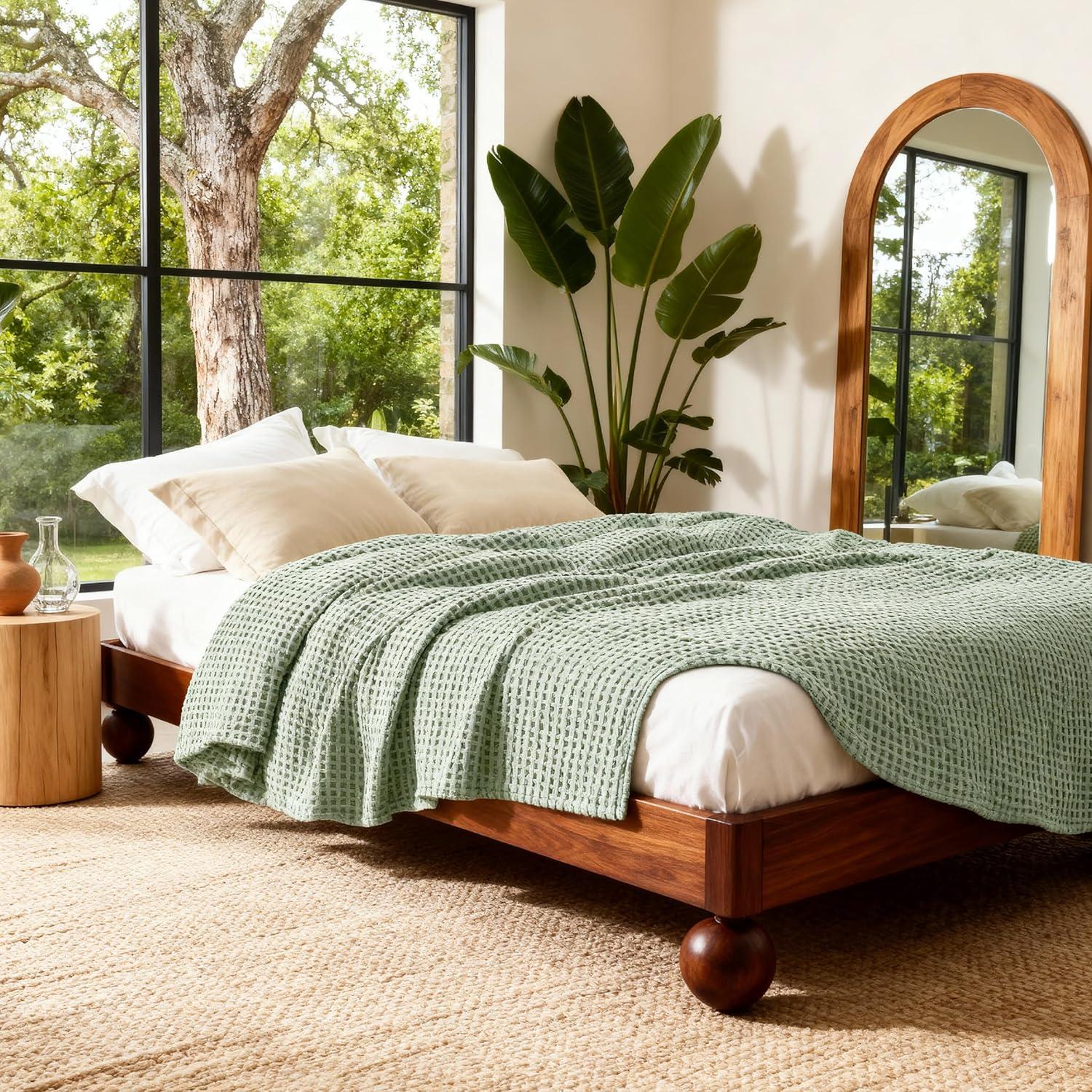 Manta Enfriadora King Bedsure Algodón y Bambú Verde Salvia