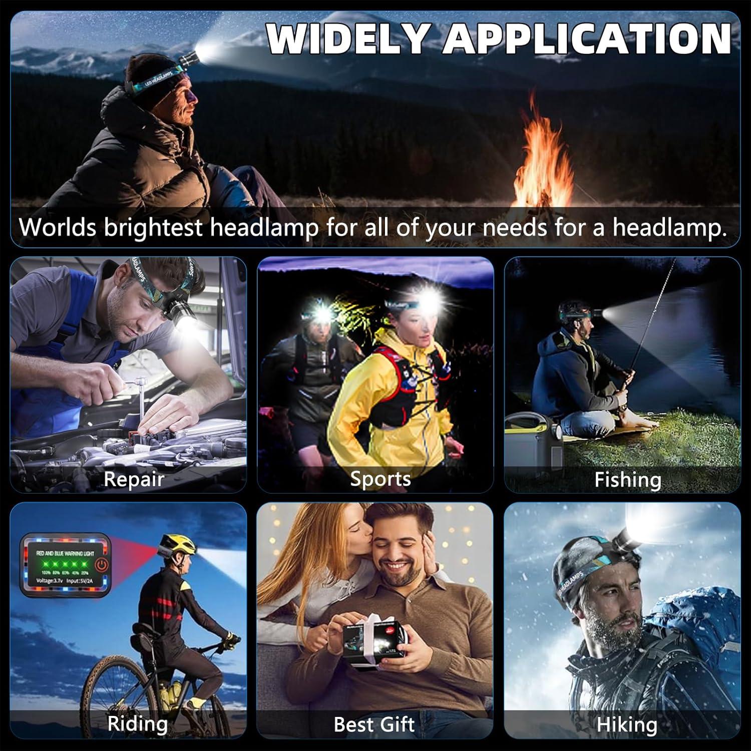 Linterna Frontal LED Dszuu T60 990000 Lúmenes IPX7 5 Modos