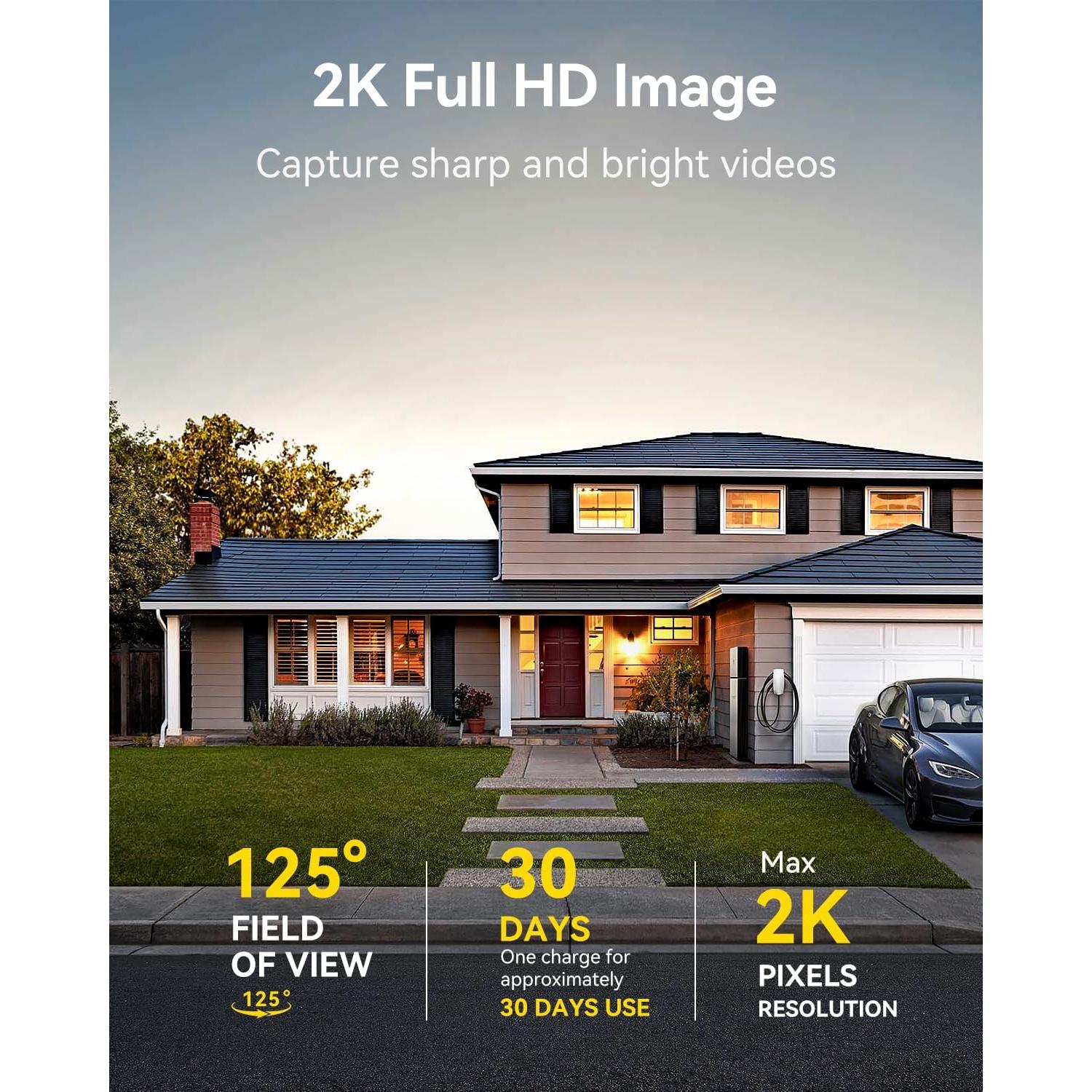 Cámaras de Seguridad Inalámbricas LongPlus 2K, Detección AI, Paquete de 2