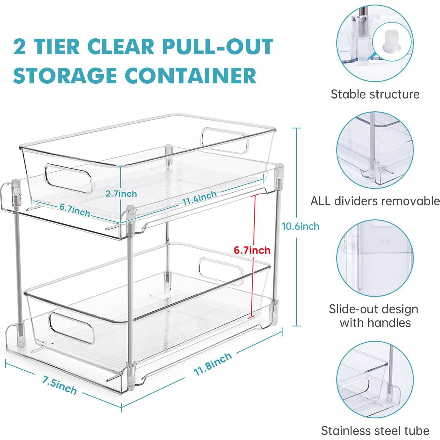 Organizadores de Baño Transparentes World-in-one 2 Niveles