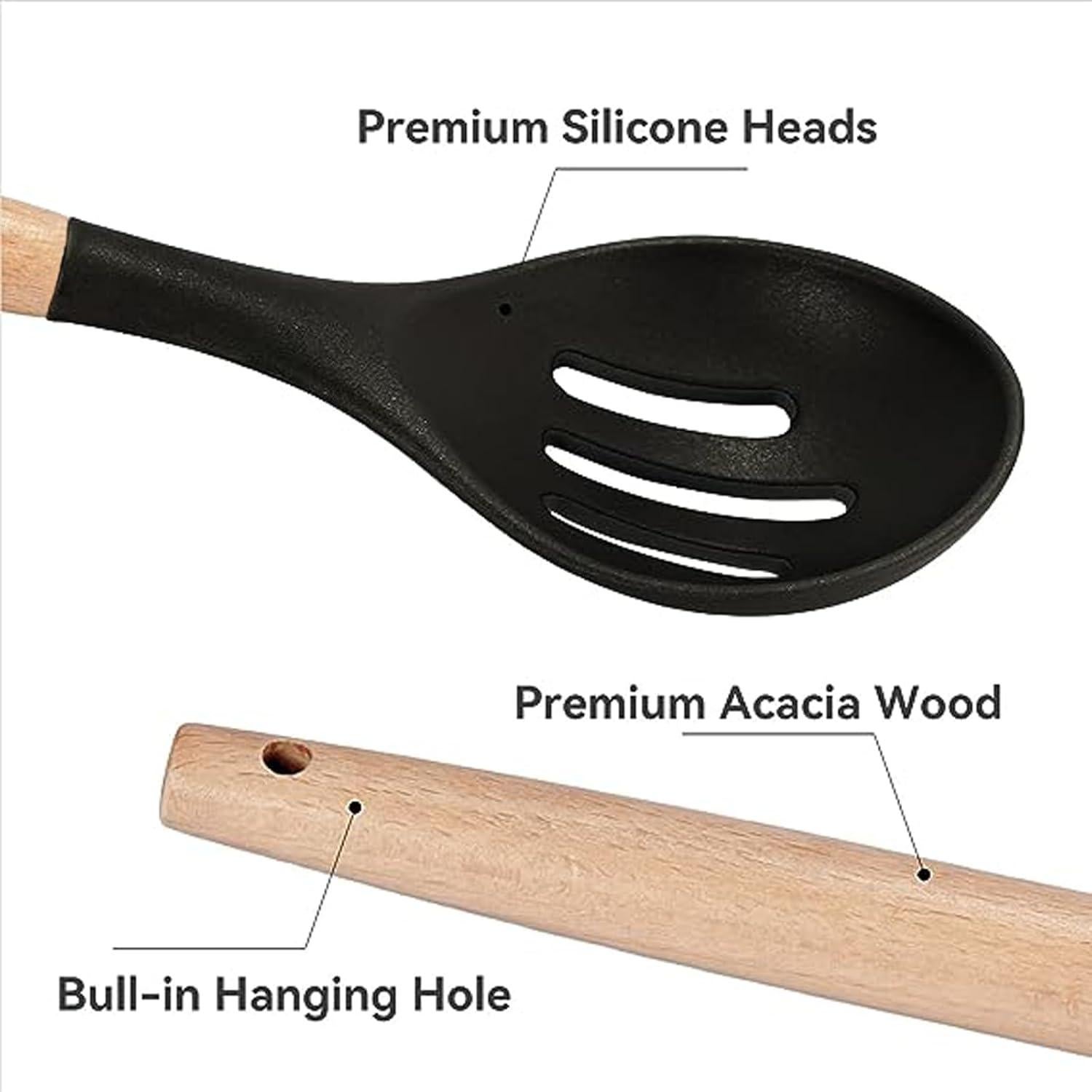 Juego de Utensilios de Cocina Silicona SHUNIKING 5 Piezas Negro