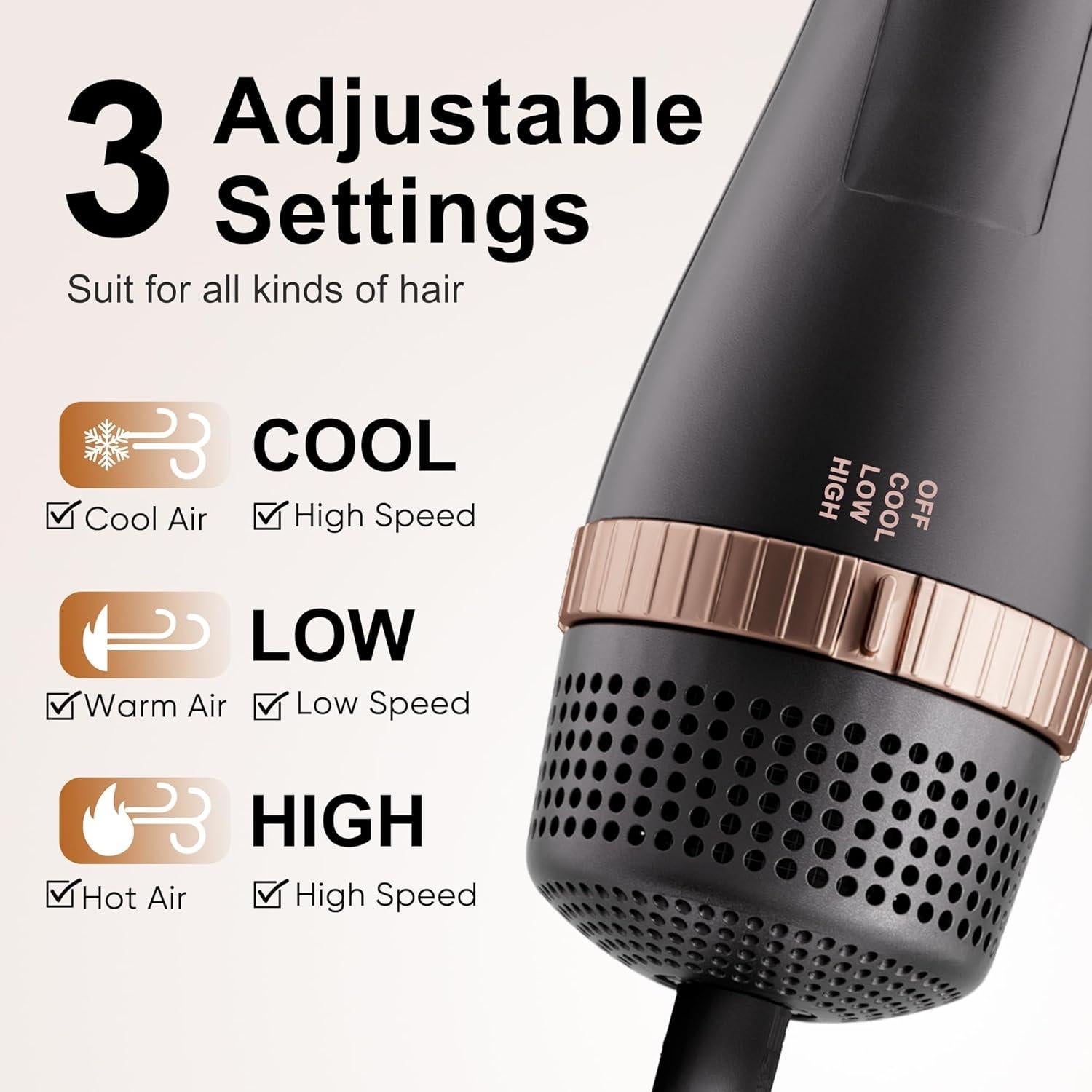 Cepillo Secador DAILYLIFE AB-641 con 5 Accesorios y Función Iónica