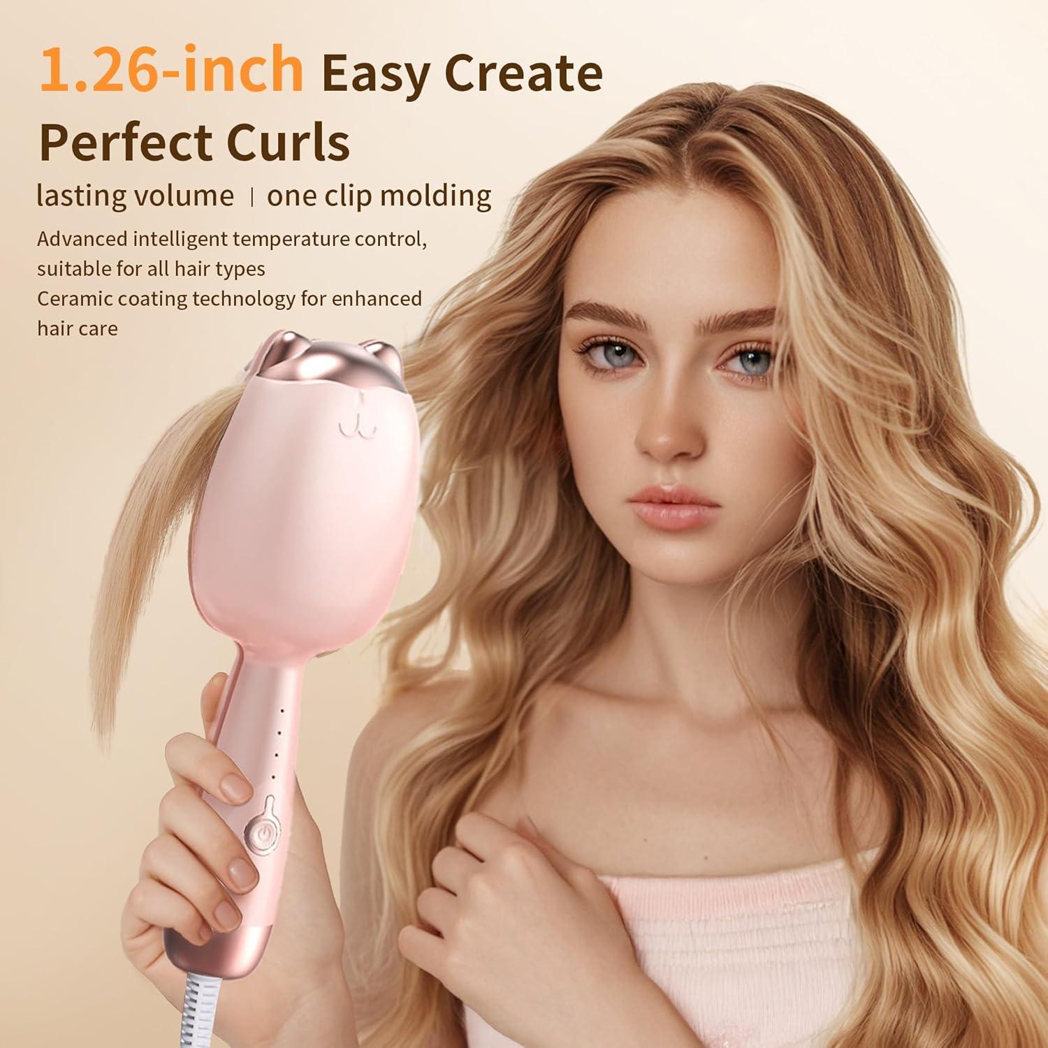 Ondulador de Cabello Iónico Rovy 32 mm Rosa, 4 Temperaturas