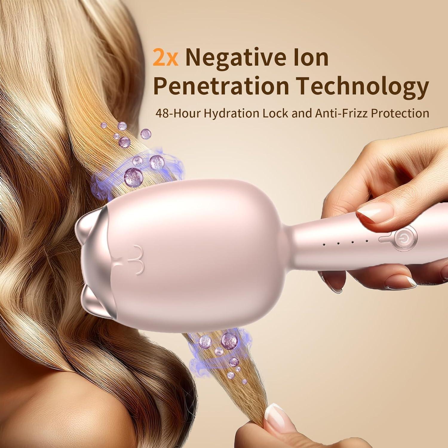 Ondulador de Cabello Iónico Rovy 32 mm Rosa, 4 Temperaturas