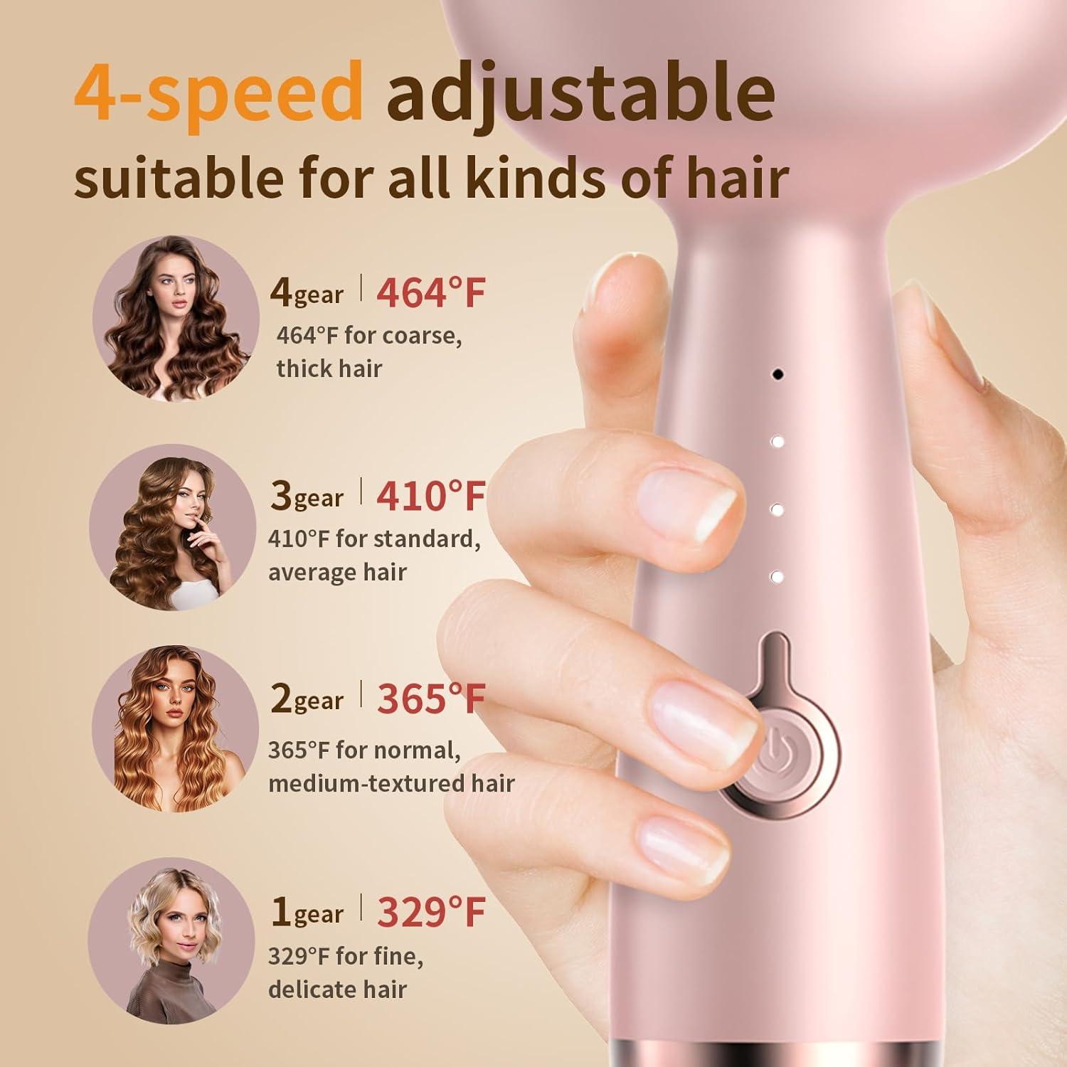 Ondulador de Cabello Iónico Rovy 32 mm Rosa, 4 Temperaturas
