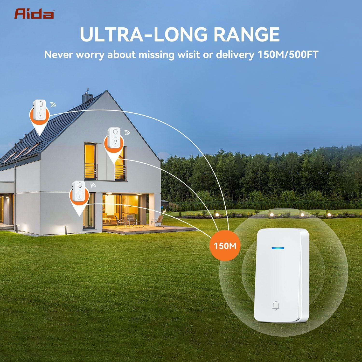 Timbre Inalámbrico AIDA Autopropulsado 1 Botón 1 Receptor