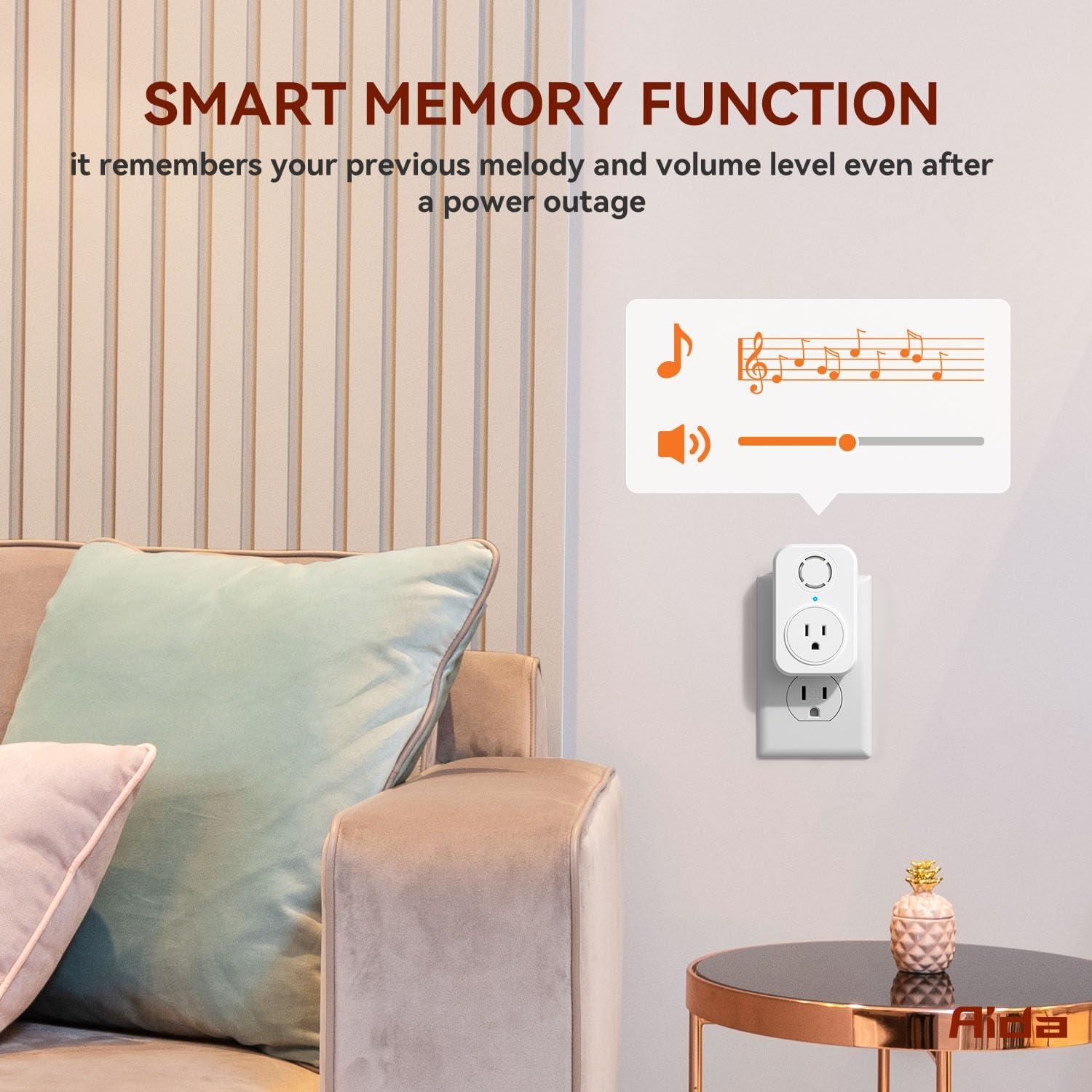 Timbre Inalámbrico AIDA Autopropulsado 1 Botón 1 Receptor