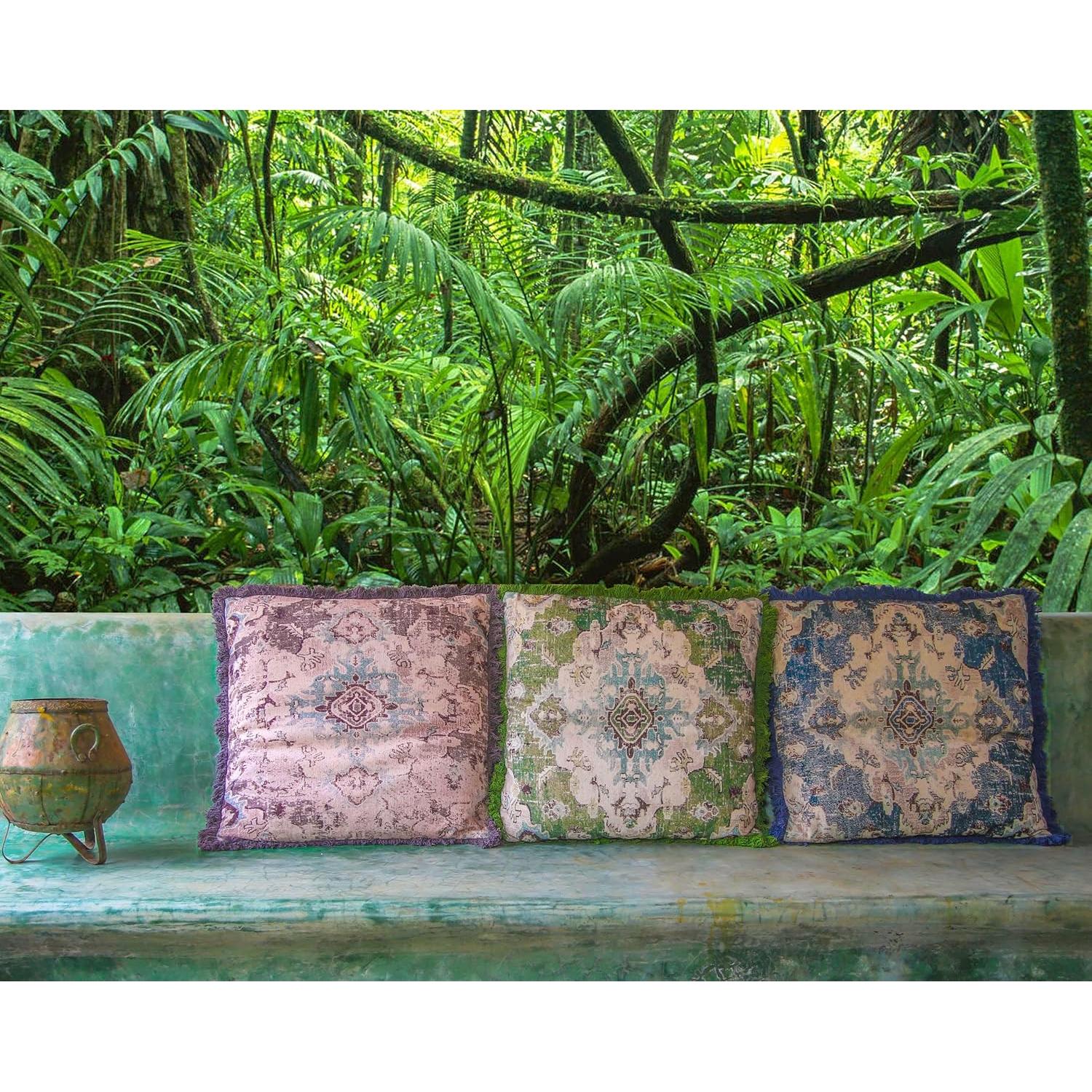 Funda de Almohada Cuadrada 66 cm Mandala Life ART Algodón Azul