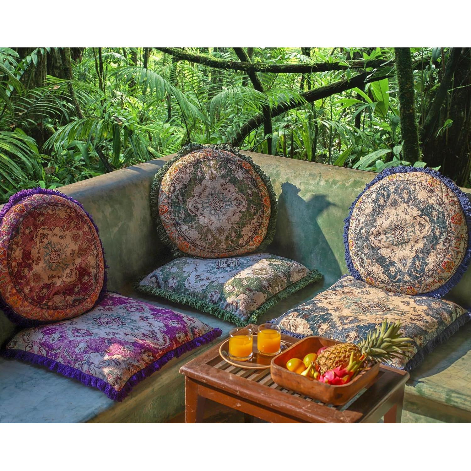 Funda de Almohada Cuadrada 66 cm Mandala Life ART Algodón Azul