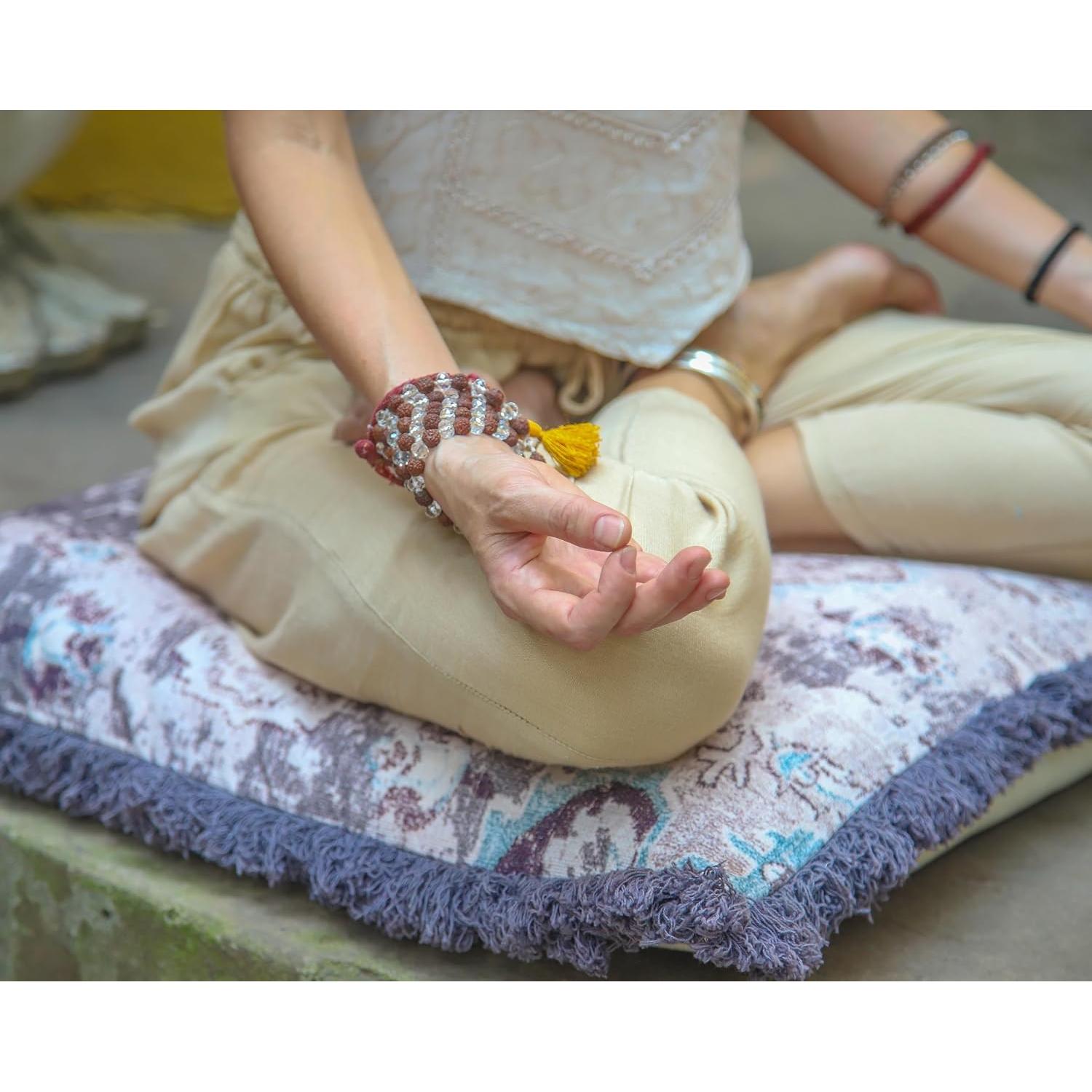 Funda de Almohada Cuadrada 66 cm Mandala Life ART Algodón Azul