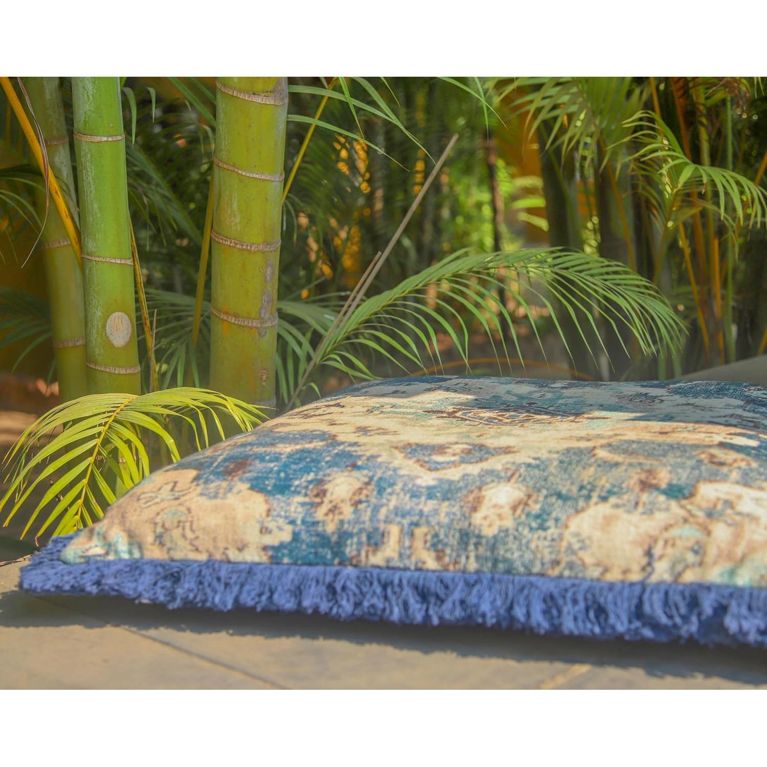 Funda de Almohada Cuadrada 66 cm Mandala Life ART Algodón Azul