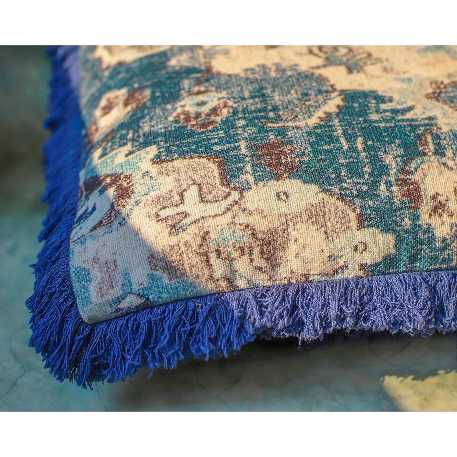 Funda de Almohada Cuadrada 66 cm Mandala Life ART Algodón Azul