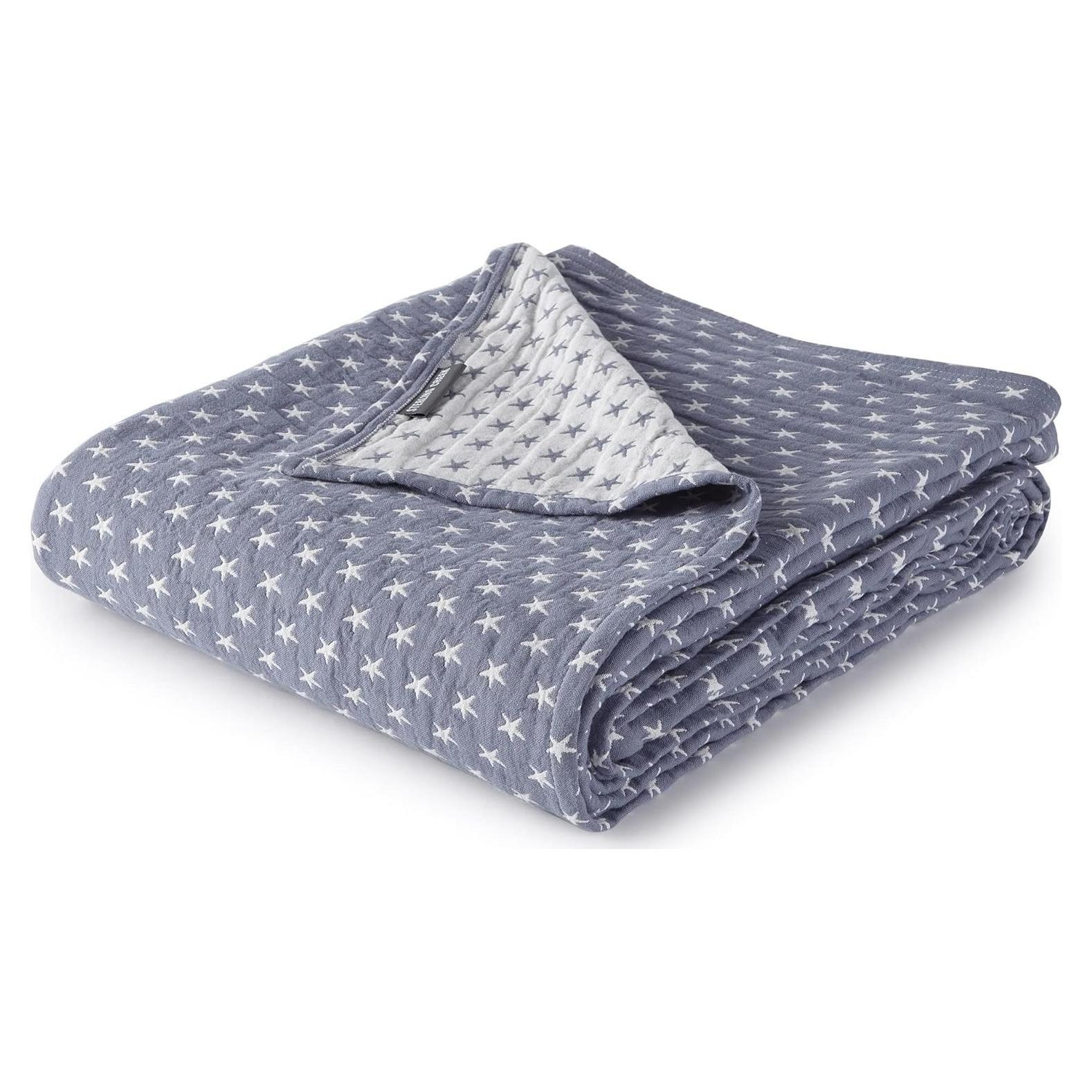 Manta de Algodón Gasa Tres Capas Sterling Creek Queen Azul