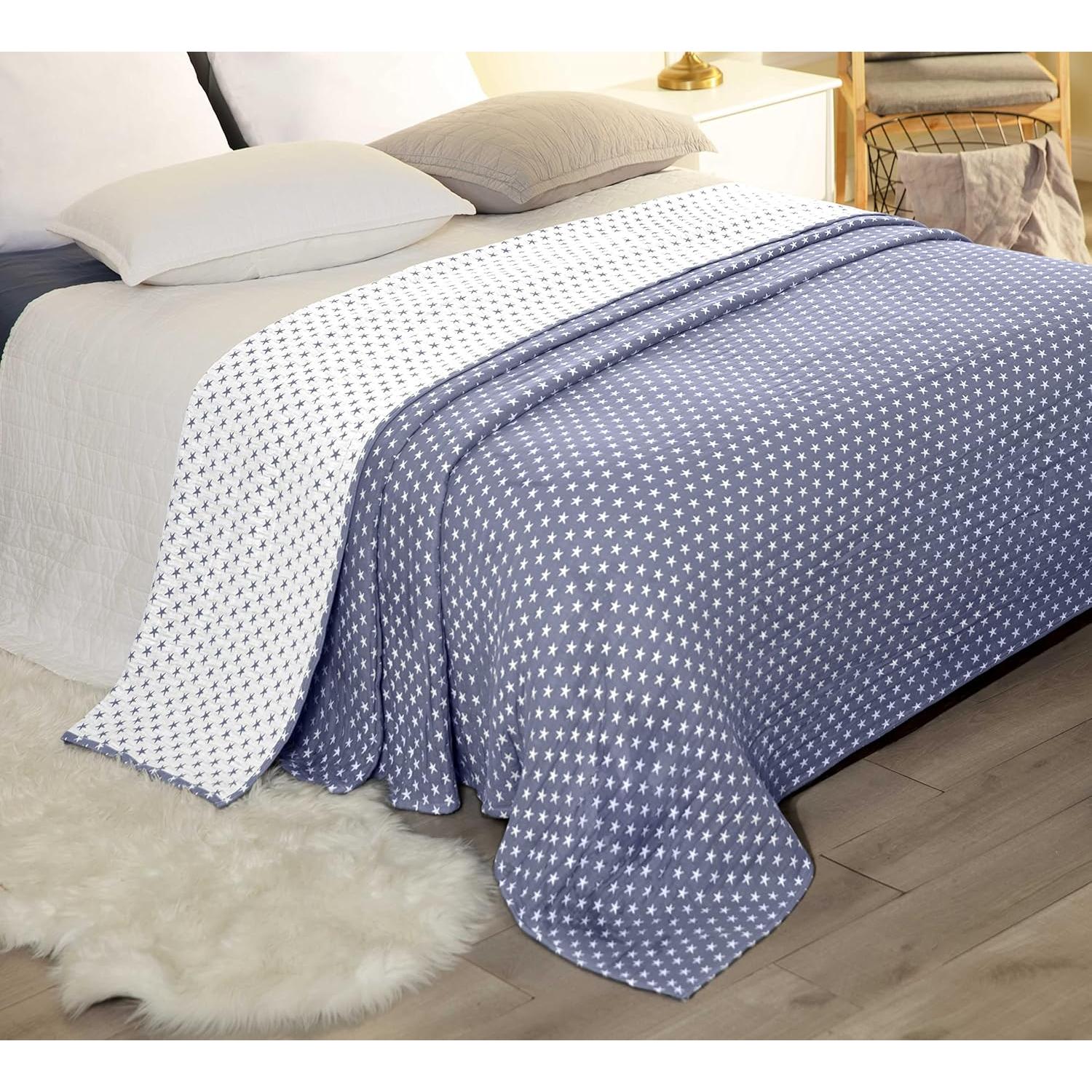 Manta de Algodón Gasa Tres Capas Sterling Creek Queen Azul