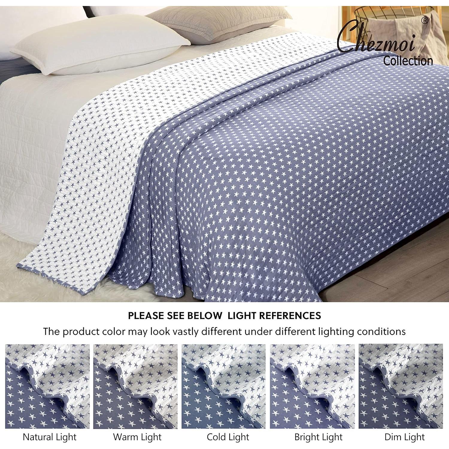 Manta de Algodón Gasa Tres Capas Sterling Creek Queen Azul