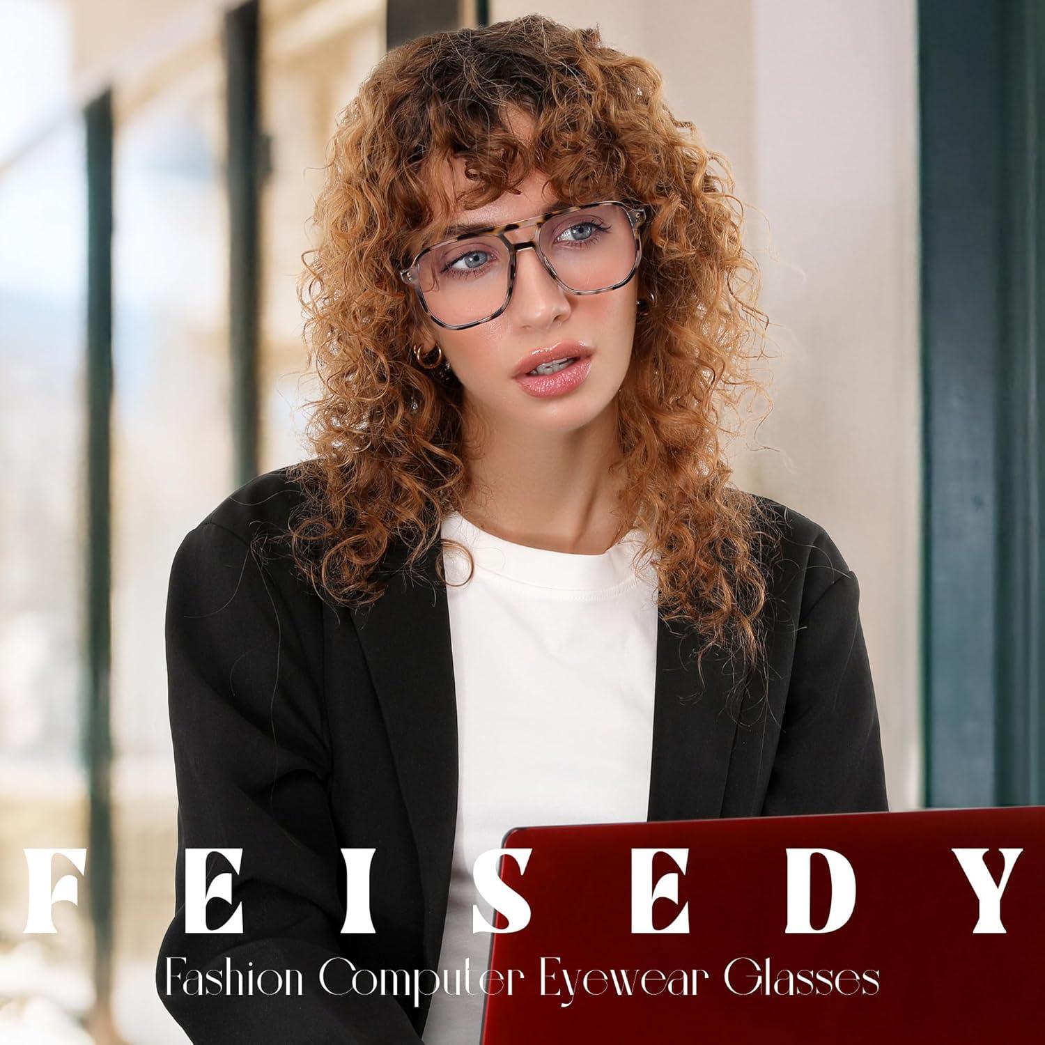 Gafas Anti Luz Azul FEISEDY 2Pack Cuadradas Livianas