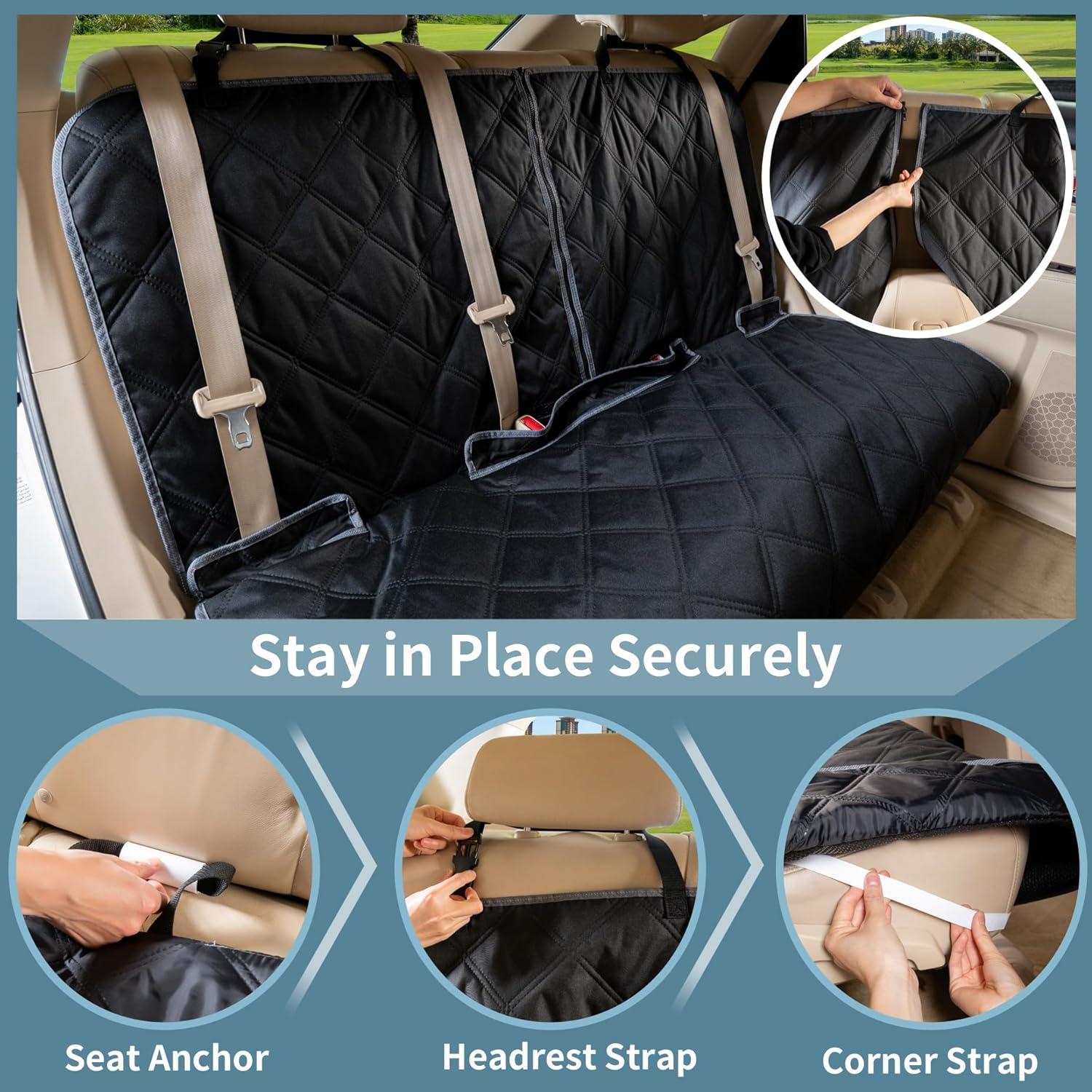 Funda de Asiento de Coche ZQ para Perros Impermeable Negro