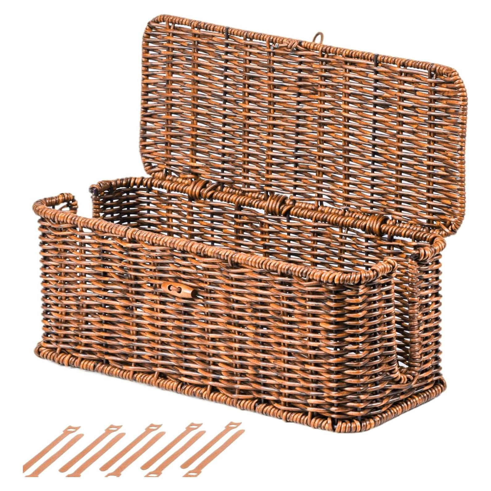 Caja de Gestión de Cables Brownlily Madera Ratan 33x13 cm