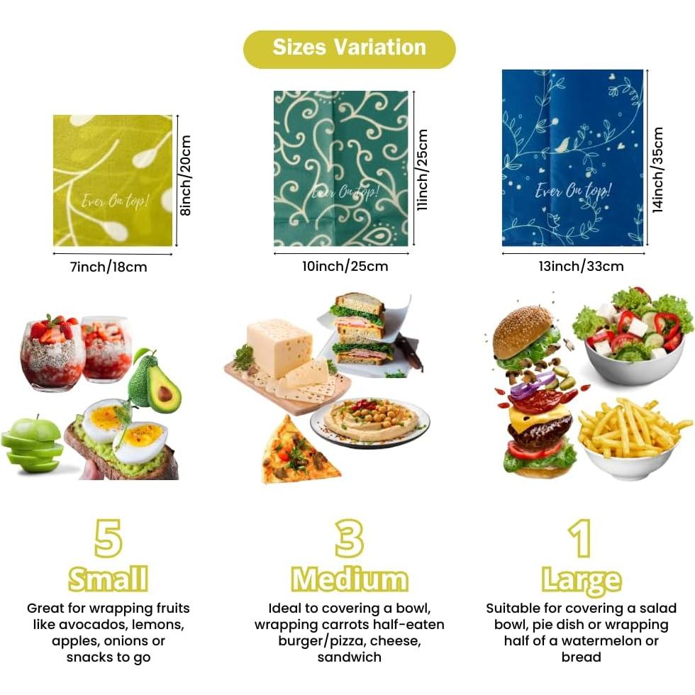 Paquete de 9 Envolturas de Cera de Abeja Ever On Top! 19.6x11 cm