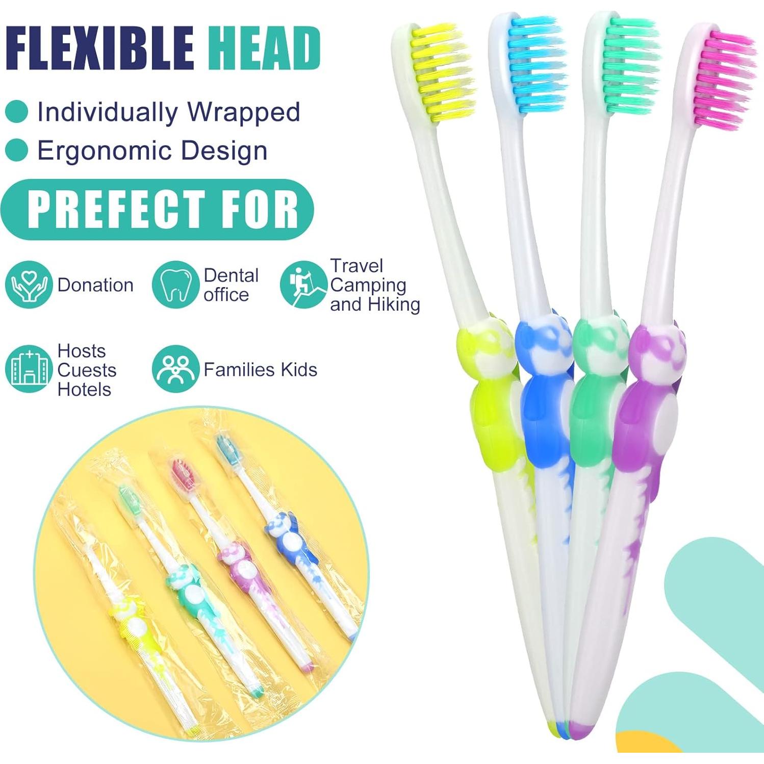 Cepillos de Dientes para Niños Bokon 100 Pcs Suaves Panda