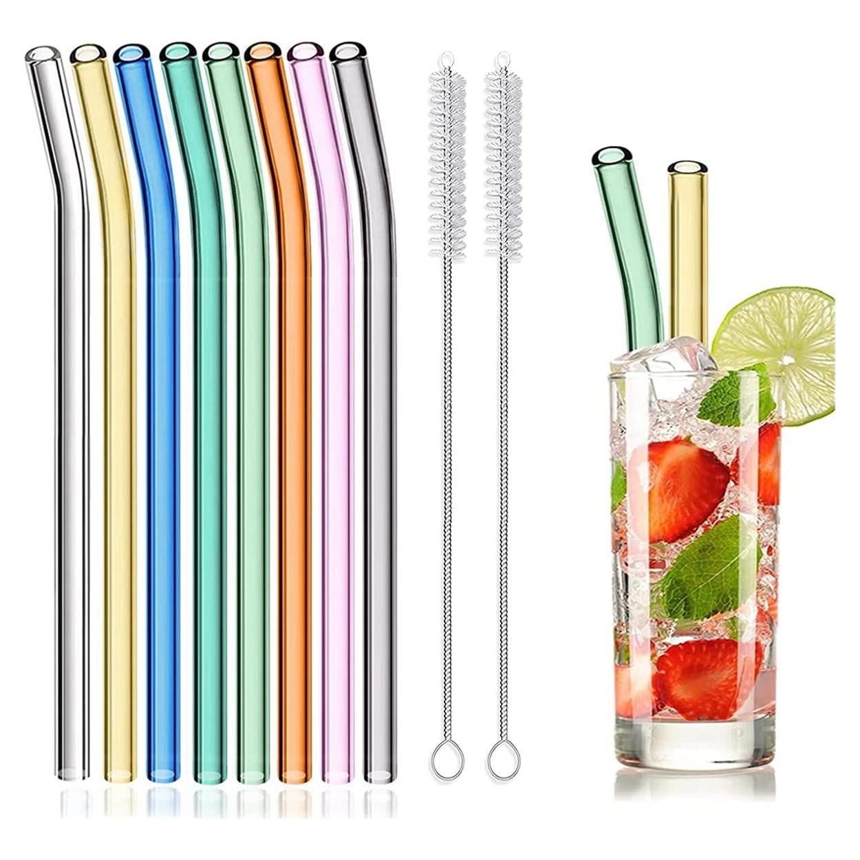 Pajitas de Vidrio Reutilizables LYthE 20cm 8Pcs Ecológicas