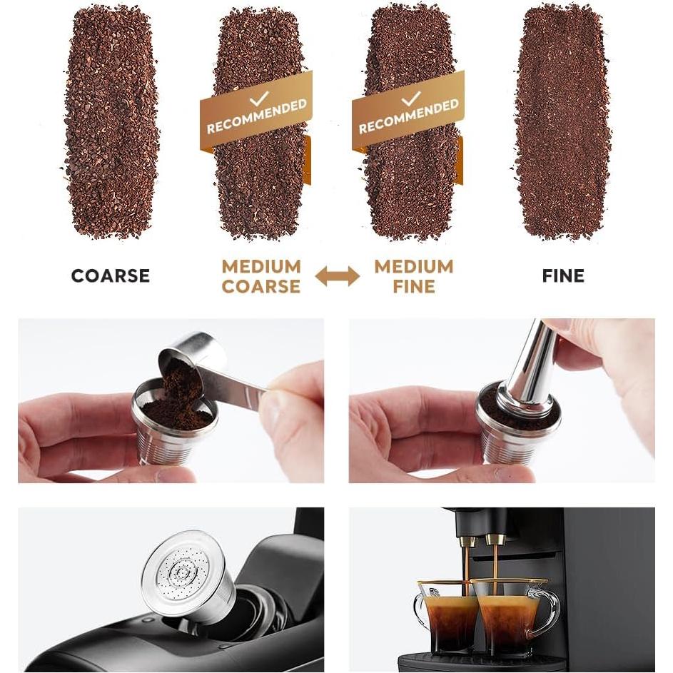 Cápsulas de café reutilizables BENFUCHEN 2 unidades acero inoxidable