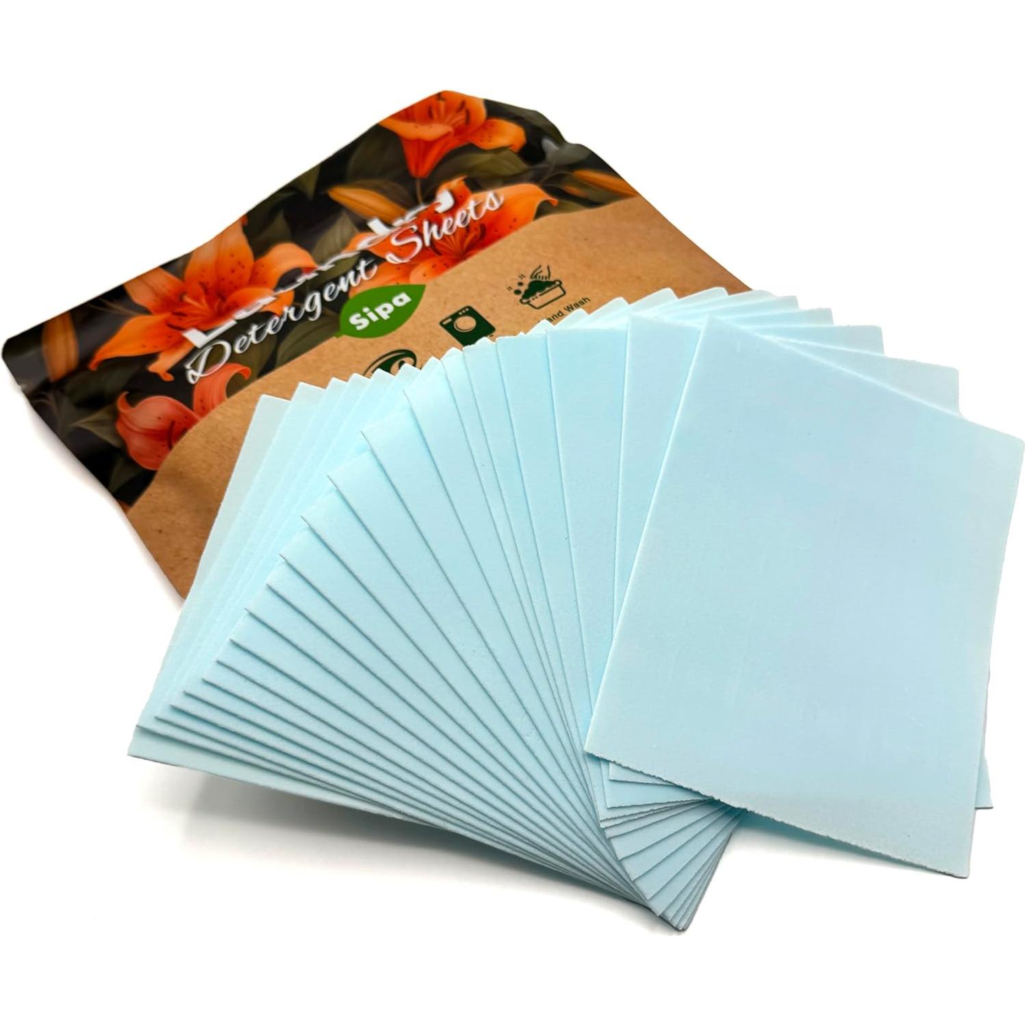 Hojas de Detergente para Ropa SIPA - 30 Hojas, Aroma Lirio