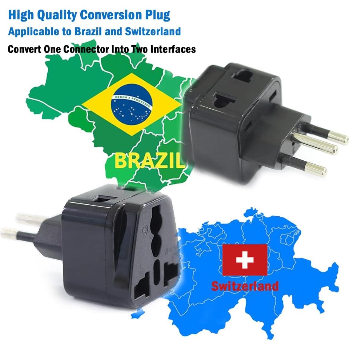 Adaptador de viaje YIHUA a Argentina y Uruguay, 2 unidades