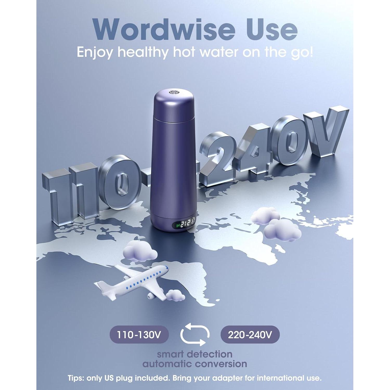 Hervidor Eléctrico Portátil Nicewell Q3 370ml Doble Voltaje 110-240V