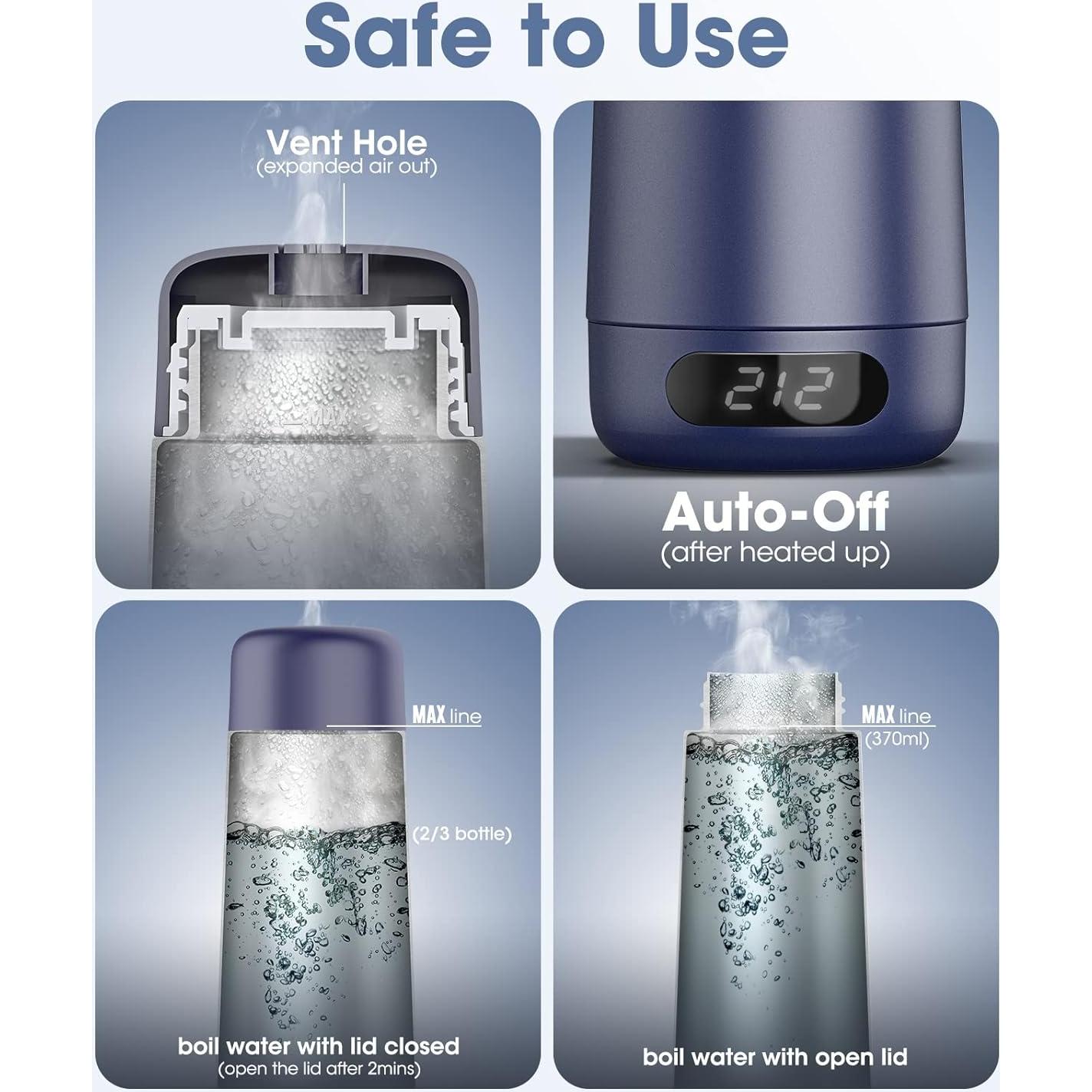 Hervidor Eléctrico Portátil Nicewell Q3 370ml Doble Voltaje 110-240V