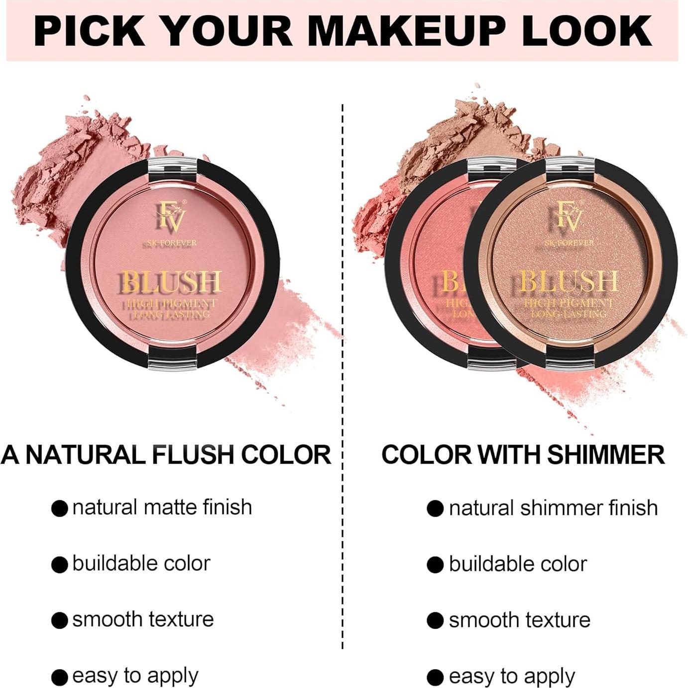 Rubor en Polvo FV Brillo Nude 4.8 g - Larga Duración y Resistente