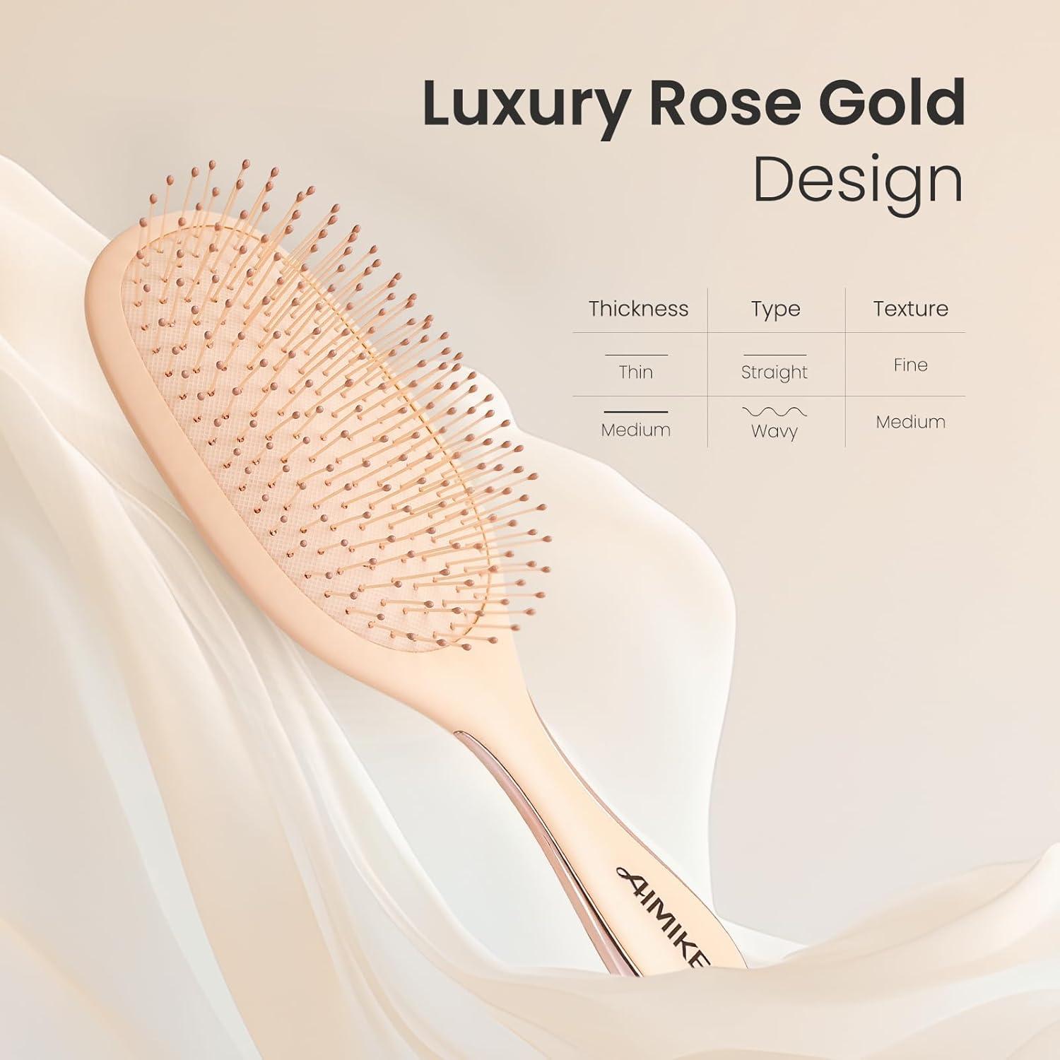 Cepillo Desenredante AIMIKE Luxe Rosa, Sin Dolor, 22.8x7.5cm