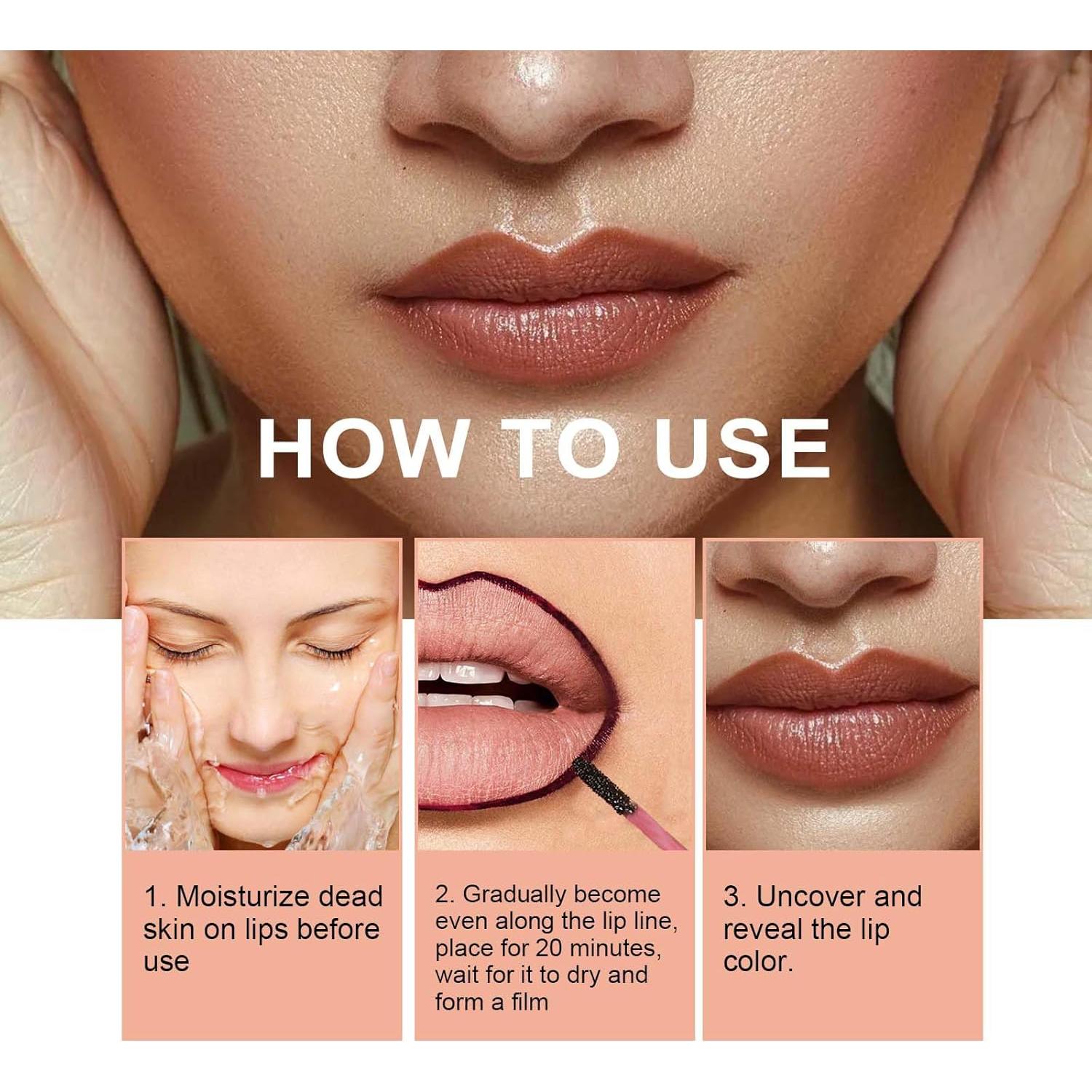 3PCS Peel Off Lip Stain Tattoo, Peel Off Lip Liner Tattoo, Long Lasting Lip Stain Peel Off, Infused with Hyaluronic Acid & Vitamin E, Lip Makeup Gift for Women