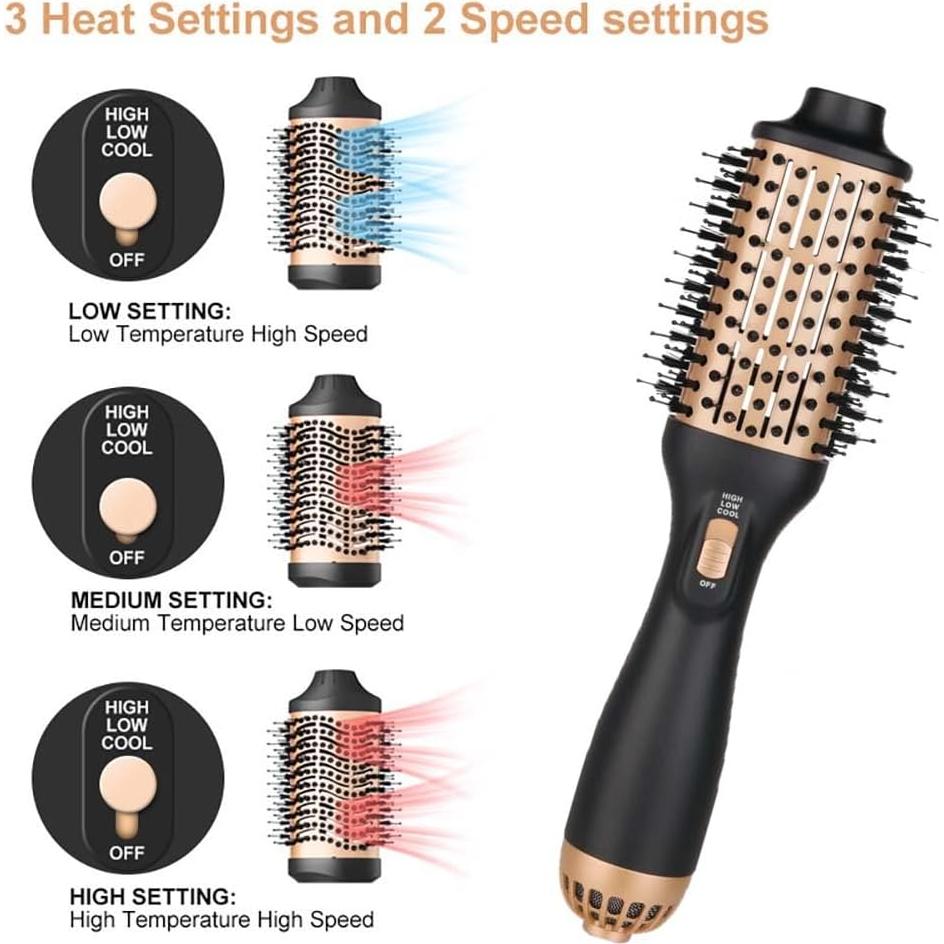 Cepillo Secador de Cabello 4 en 1 Ébano Dorado Mediano