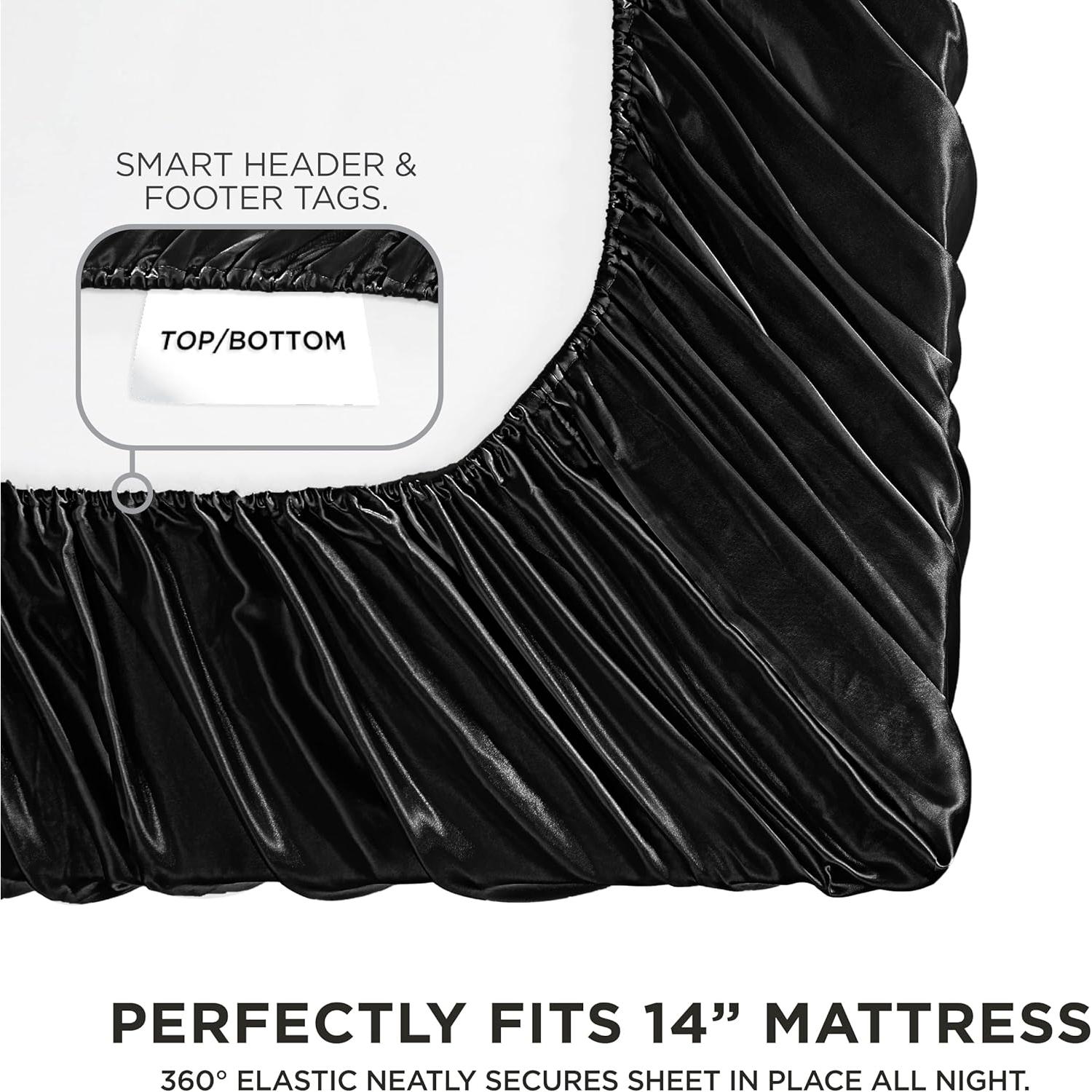 Juego de Sábanas de Satén Twin Juicy Couture Negro 3 Piezas